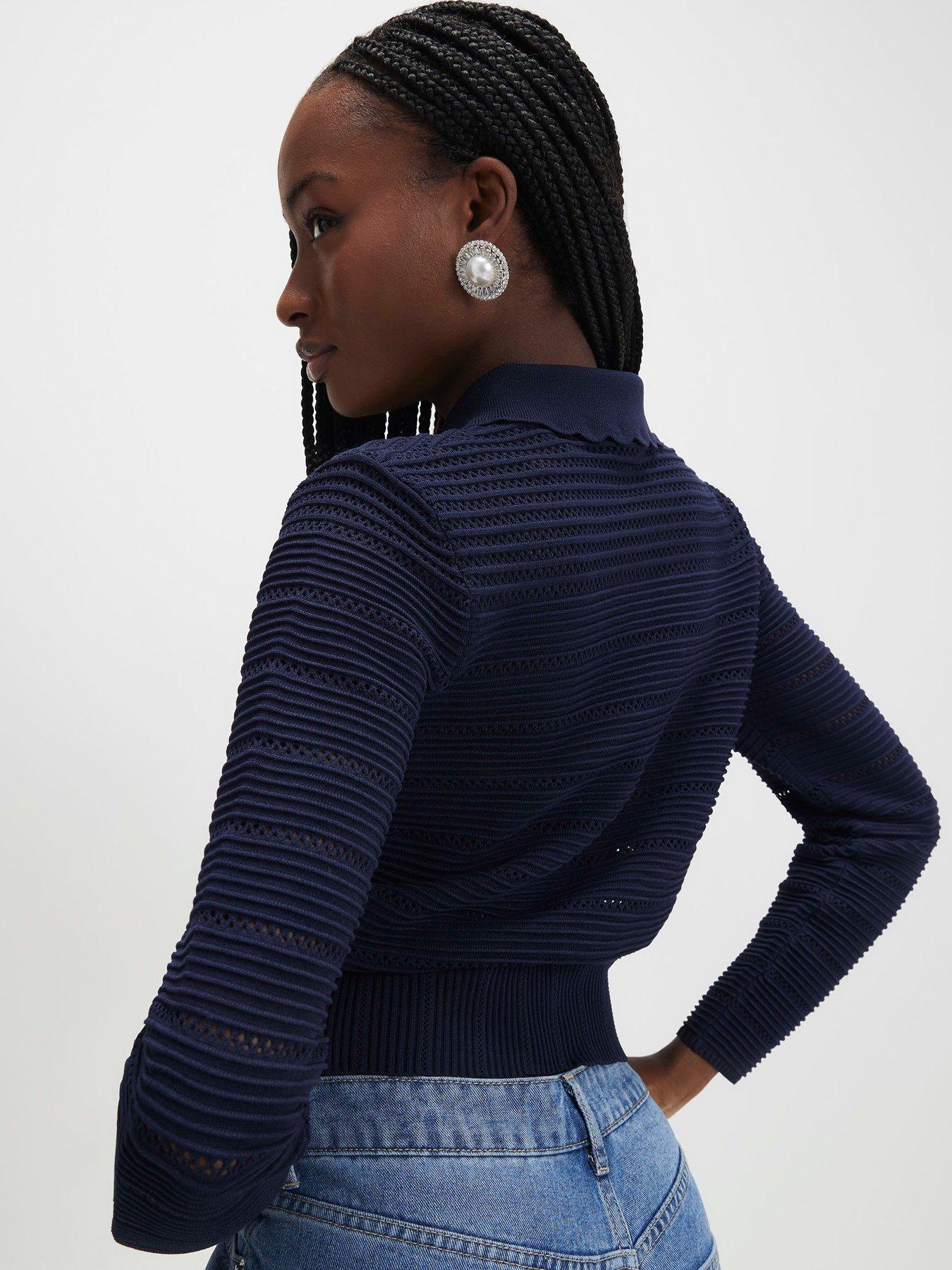 Image 2 of 4 of River Island Collared Flower Detail Cardigan
