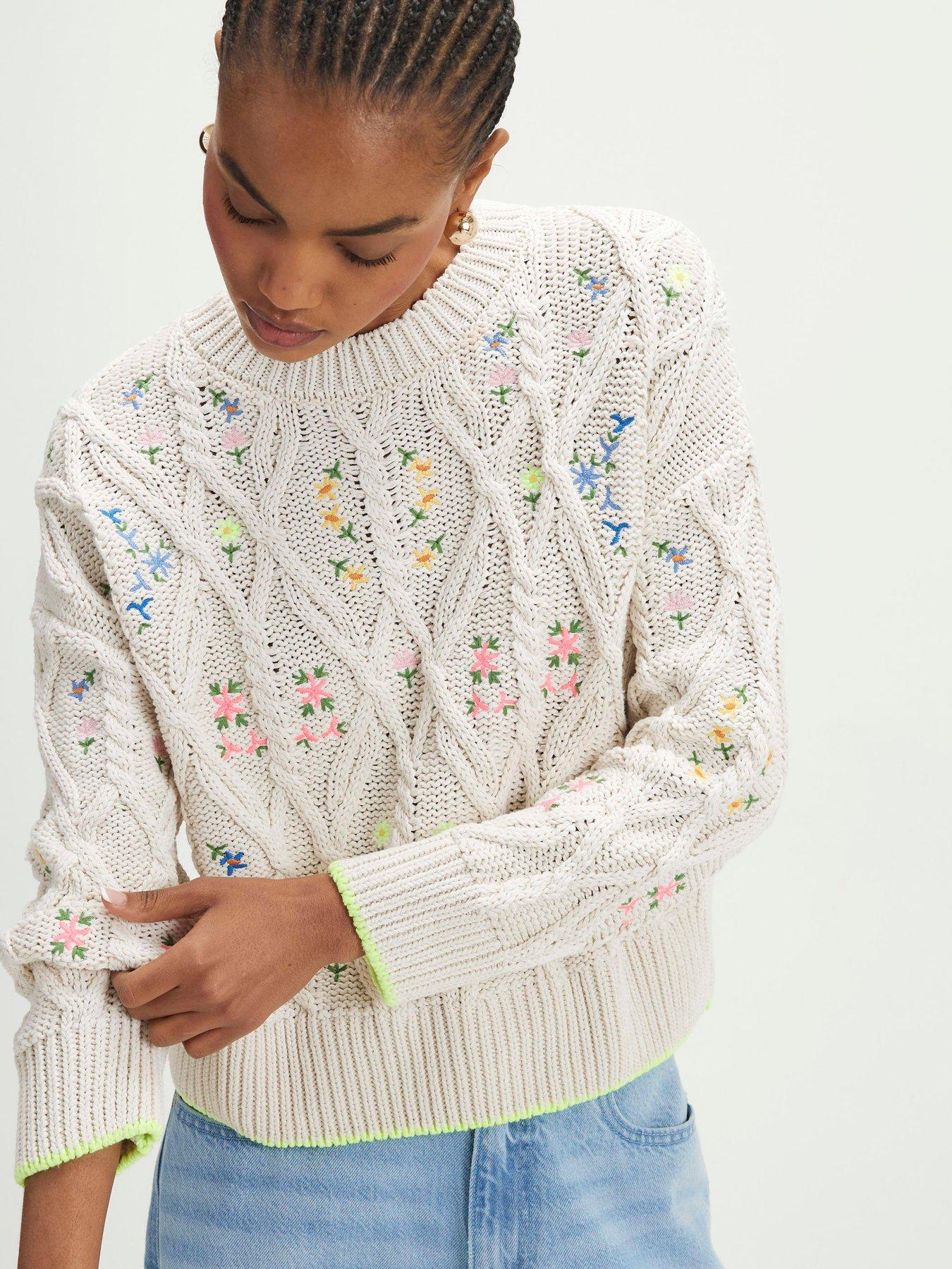 Image 1 of 4 of River Island Floral Embroidered Jumper