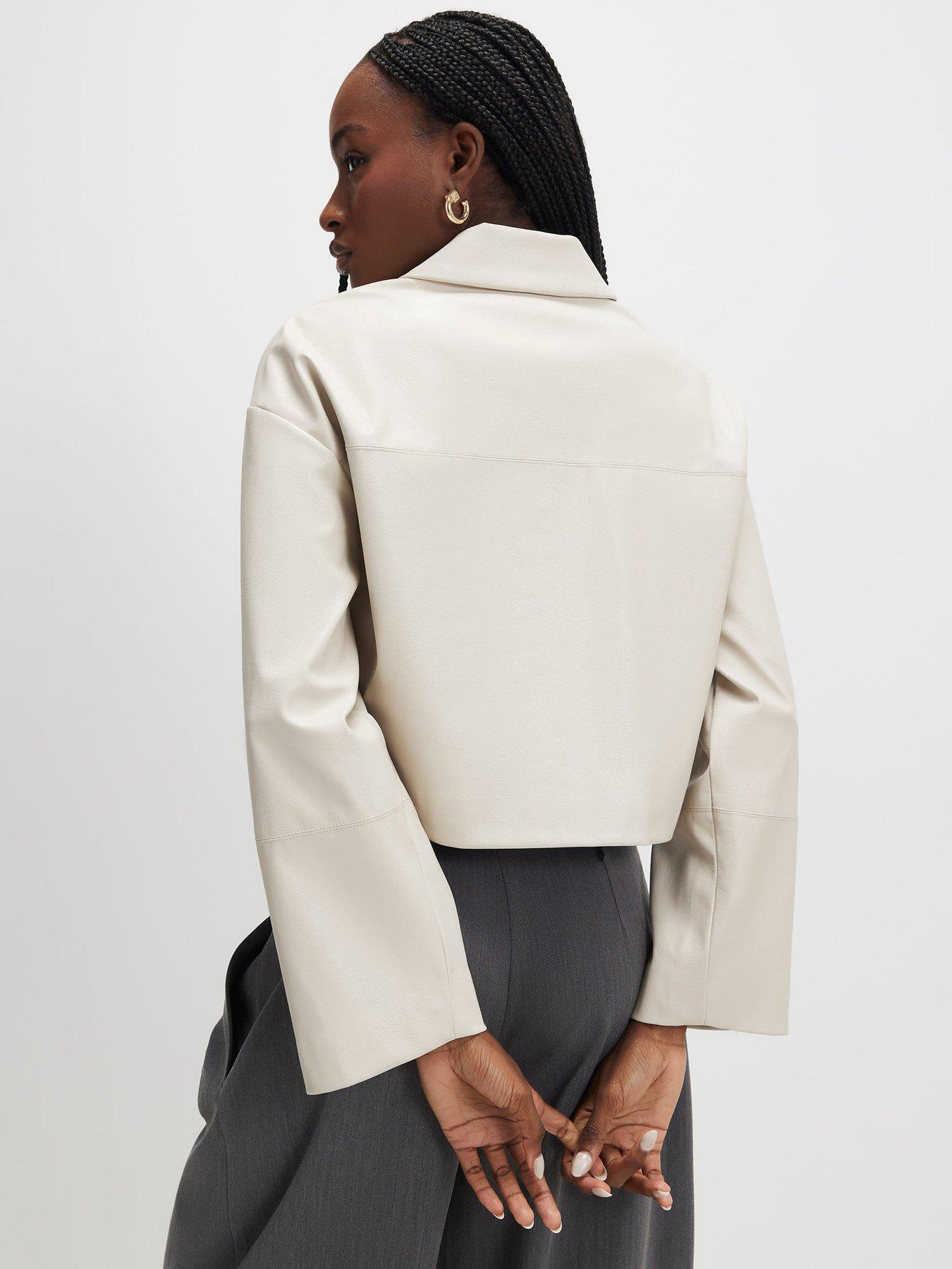 Image 2 of 4 of River Island Faux Leather Cropped Overshirt