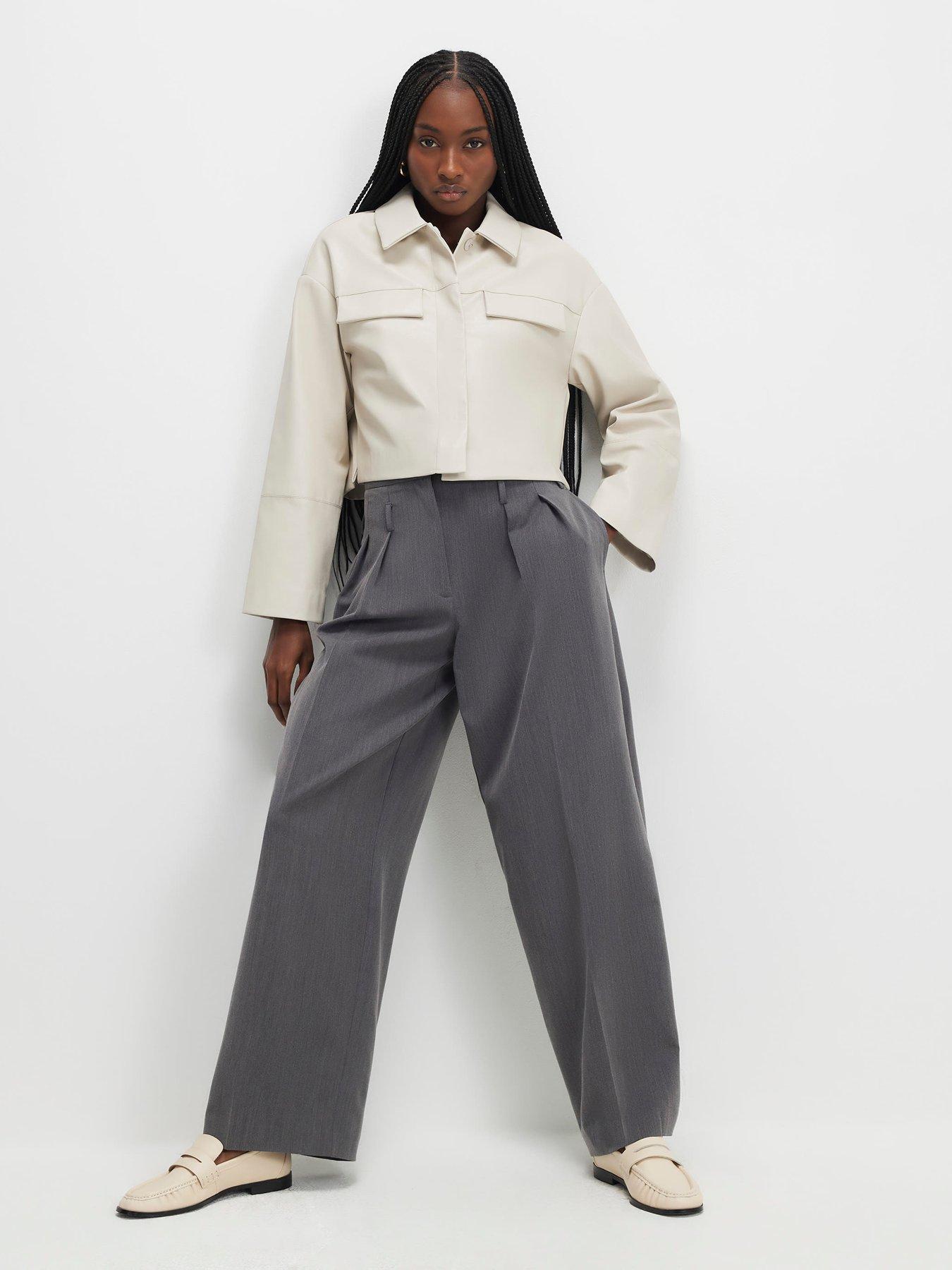 Image 3 of 4 of River Island Faux Leather Cropped Overshirt