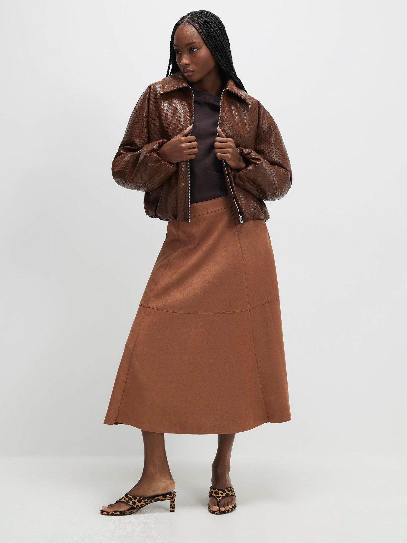 River Island Faux Suede Full Circle Midi Skirt