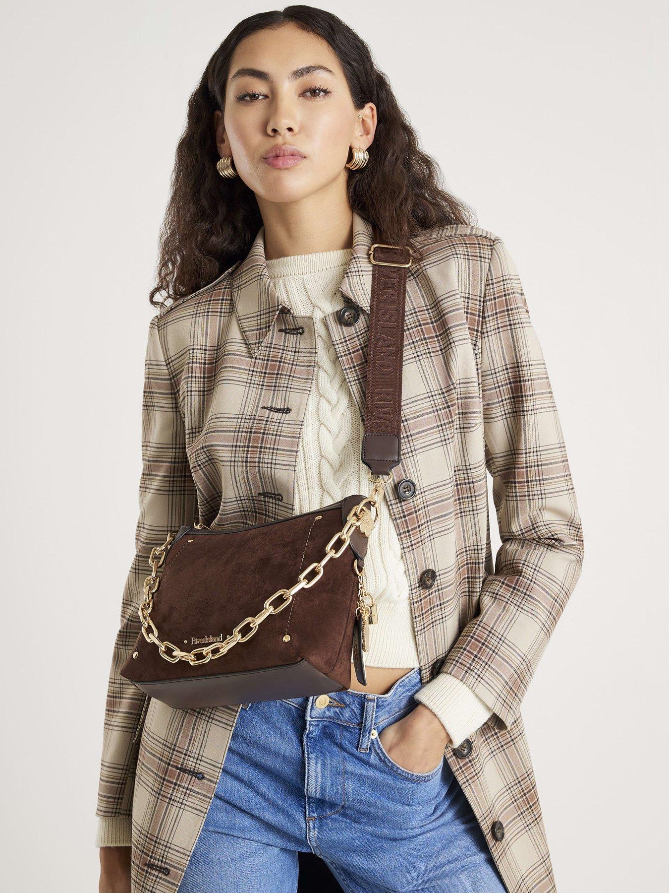 River Island Chain Front Cross Body Bag - Brown