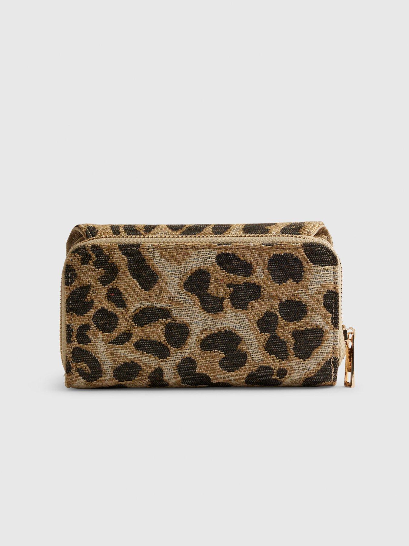 Image 2 of 5 of River Island Jacquard Leopard Print Purse - Beige