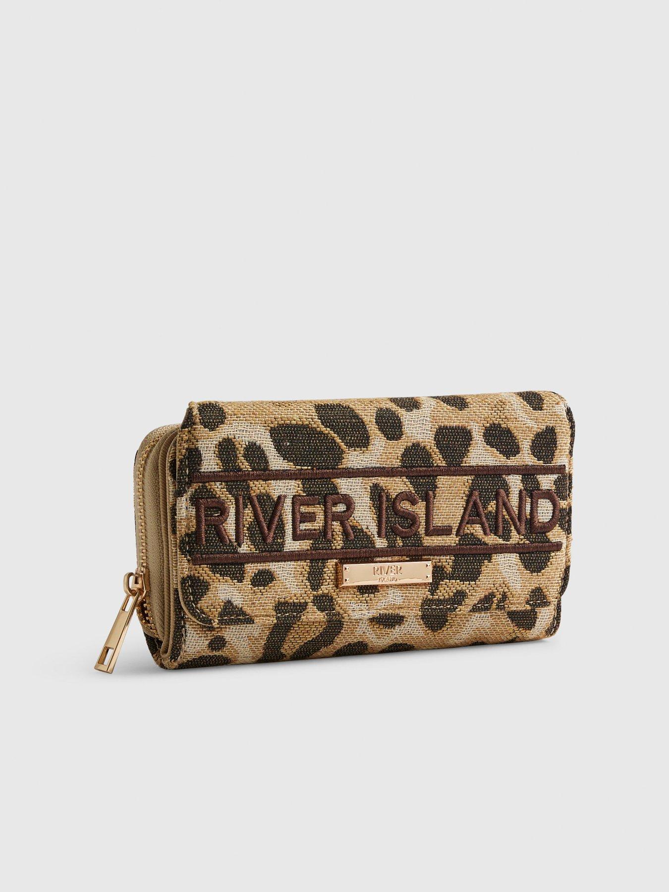 Image 3 of 5 of River Island Jacquard Leopard Print Purse - Beige