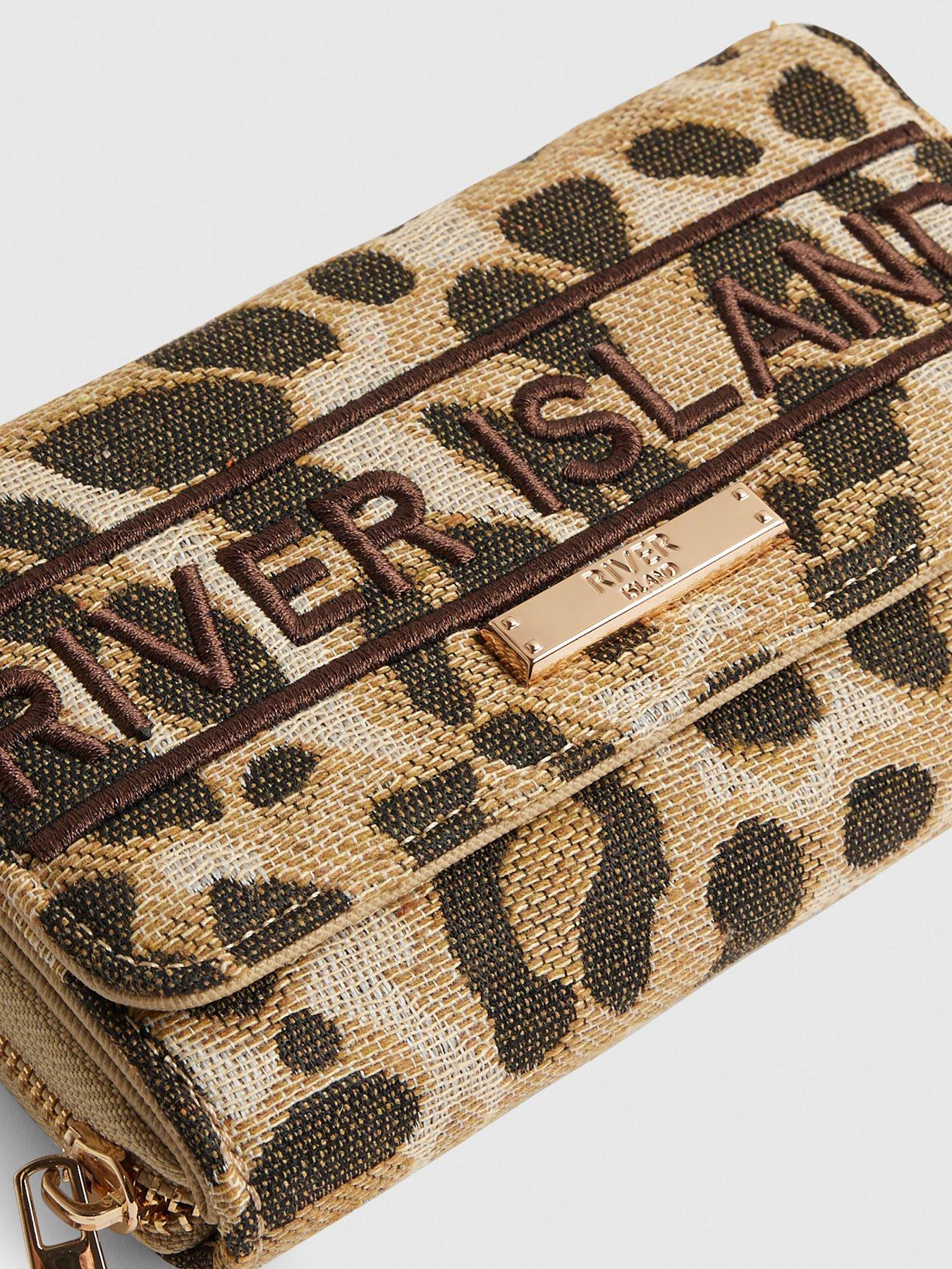 Image 5 of 5 of River Island Jacquard Leopard Print Purse - Beige