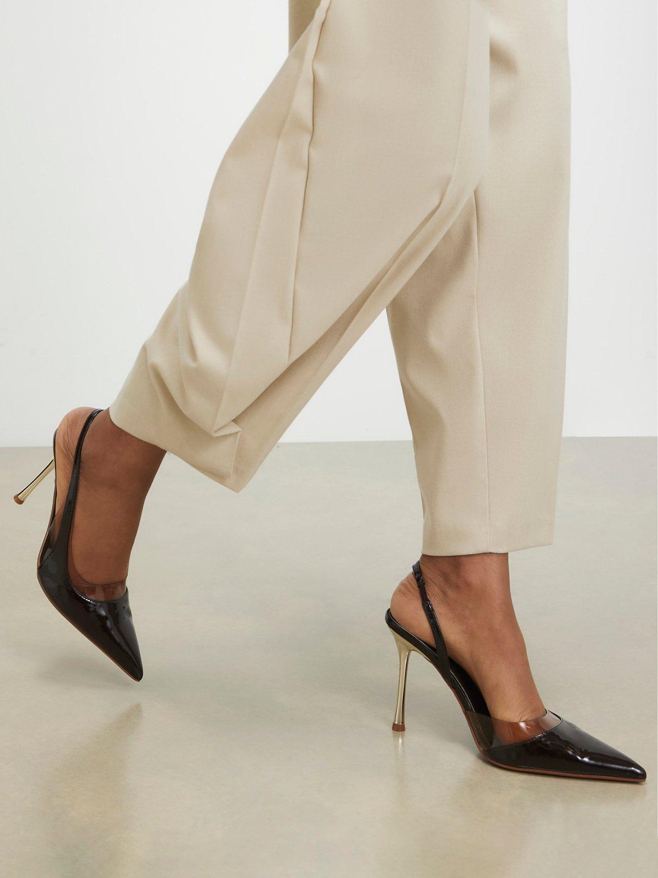 Image 1 of 4 of River Island Perspex Sling Back Court Heels - Brown