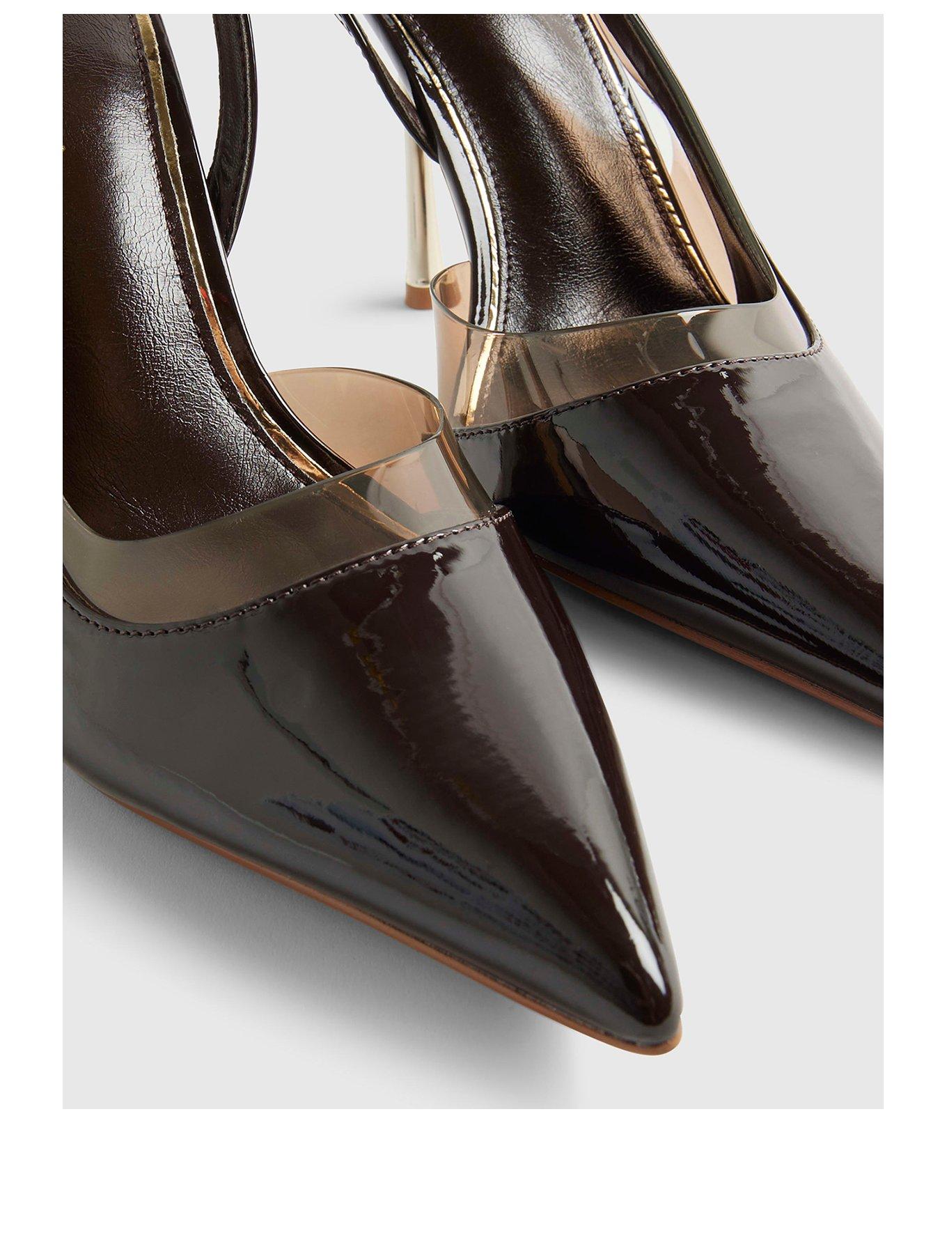 Image 3 of 4 of River Island Perspex Sling Back Court Heels - Brown