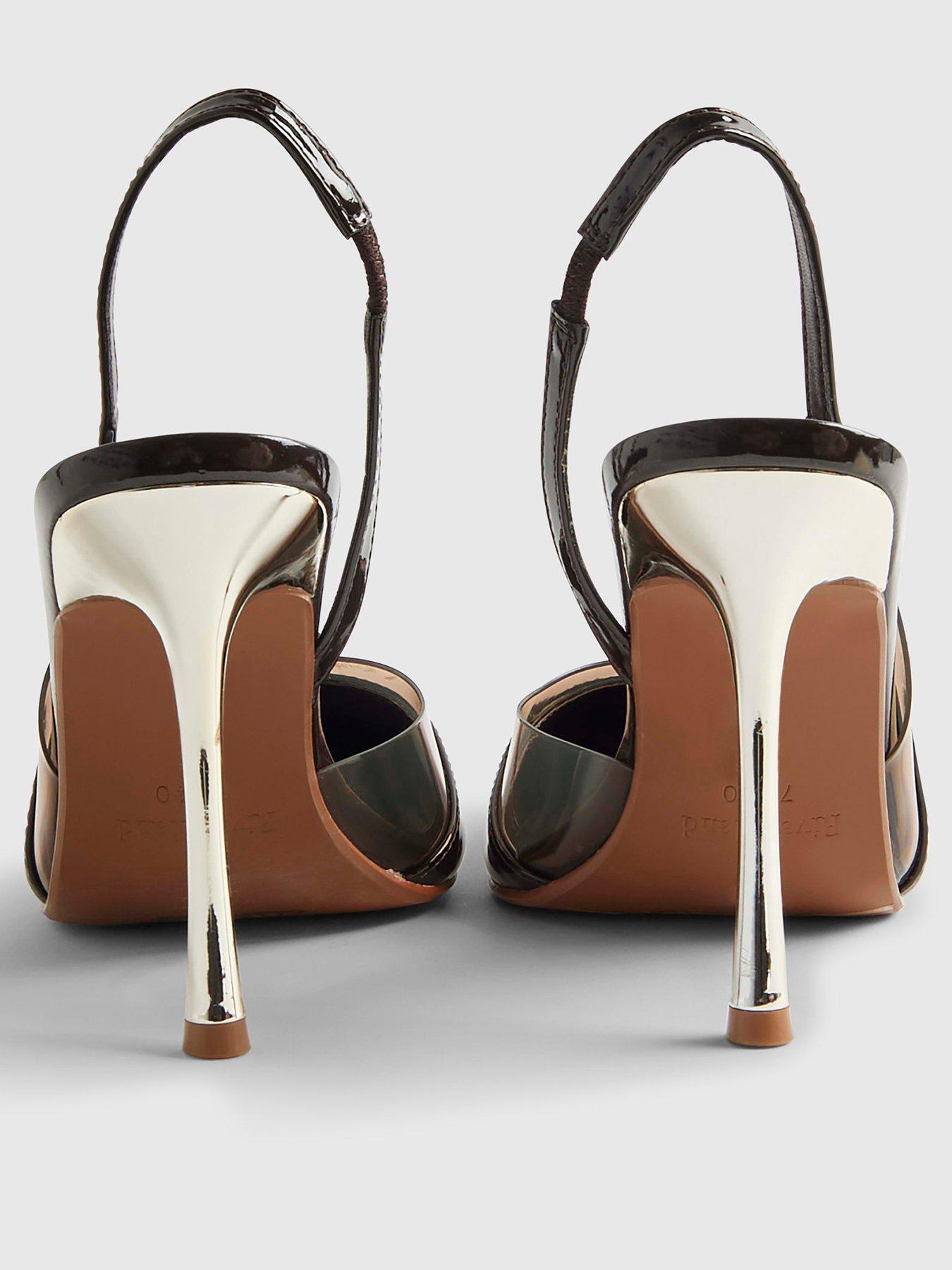Image 4 of 4 of River Island Perspex Sling Back Court Heels - Brown
