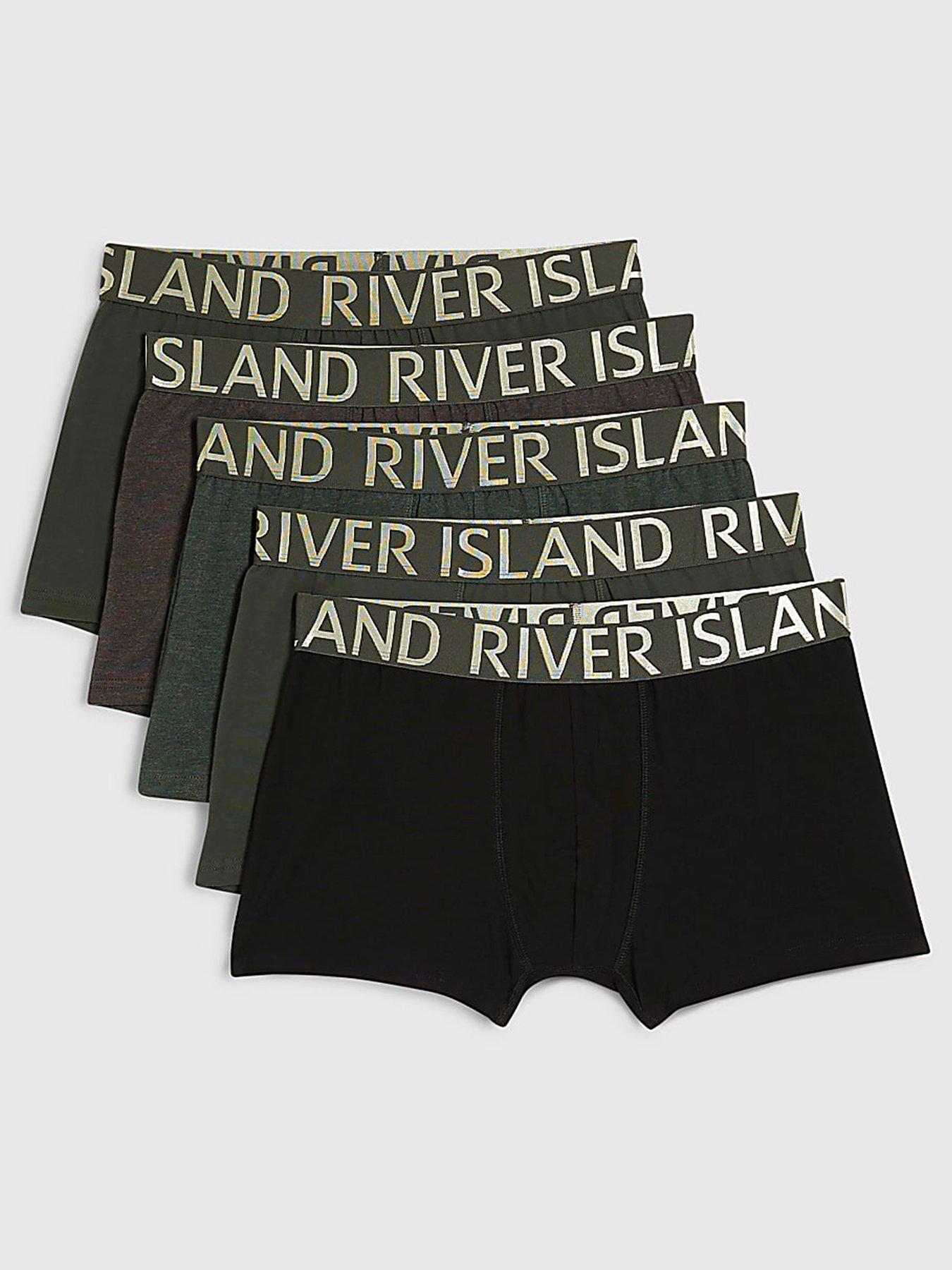 River Island Satin Ri Waistband Pack Of 5 Trunks