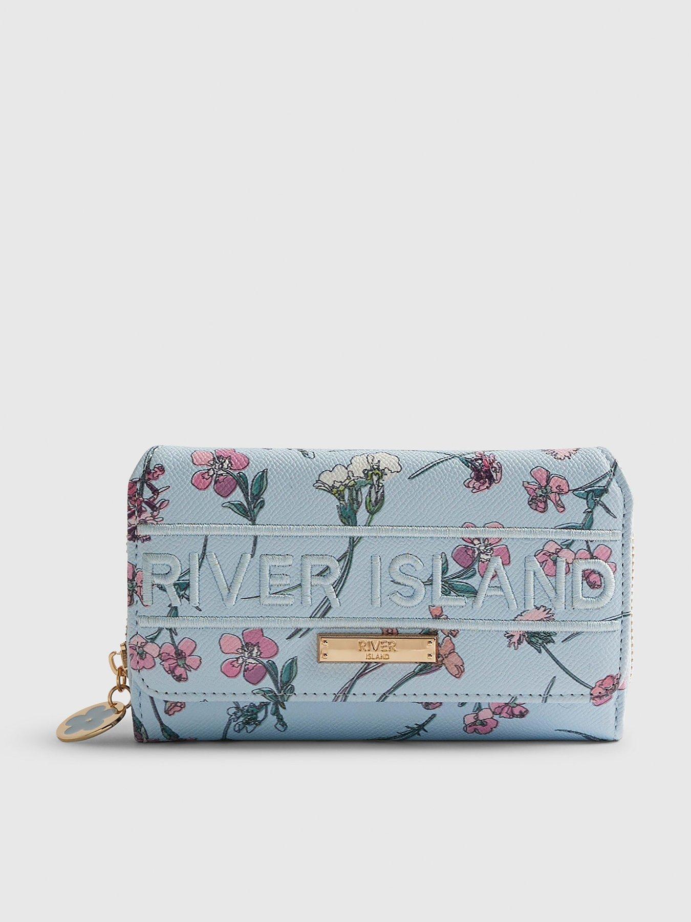 River Island Ditsy Floral Logo Flap Purse - Blue