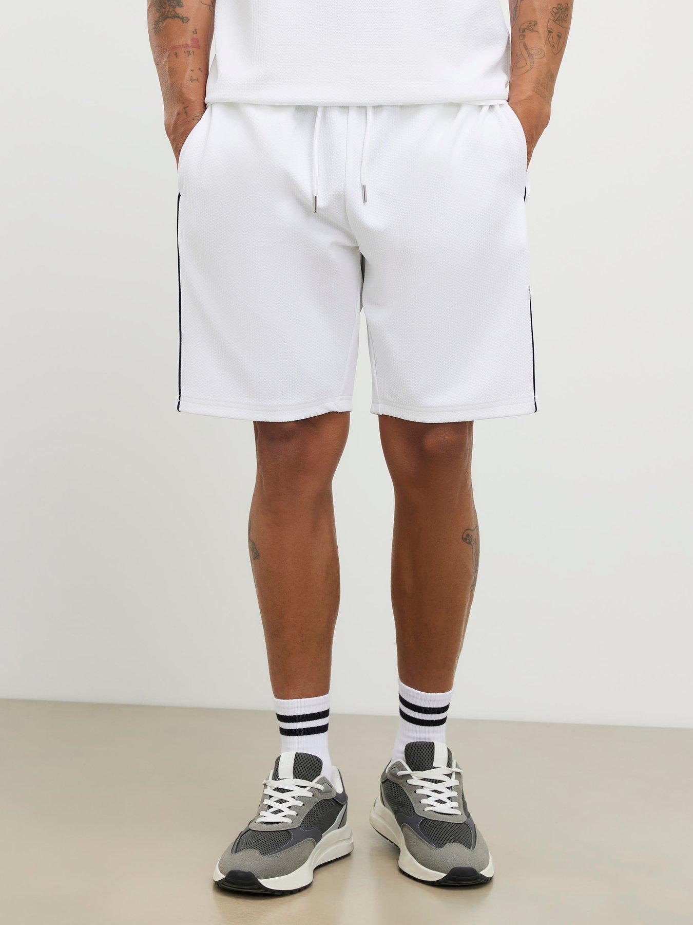 River Island Slim Fit Textured Tipped Shorts - White