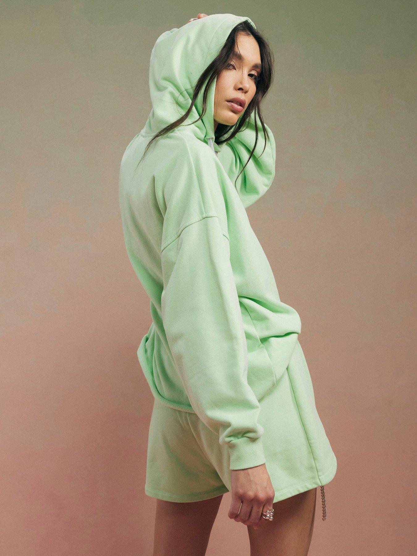 Image 2 of 4 of River Island Year Zero Embellished Cord Hoodie - Green