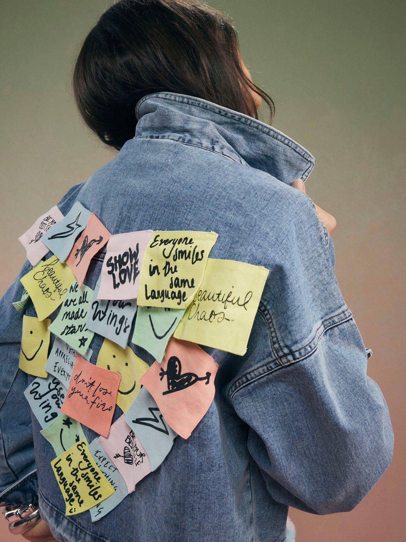 Image 2 of 4 of River Island Year Zero Notes Denim Jacket - Blue