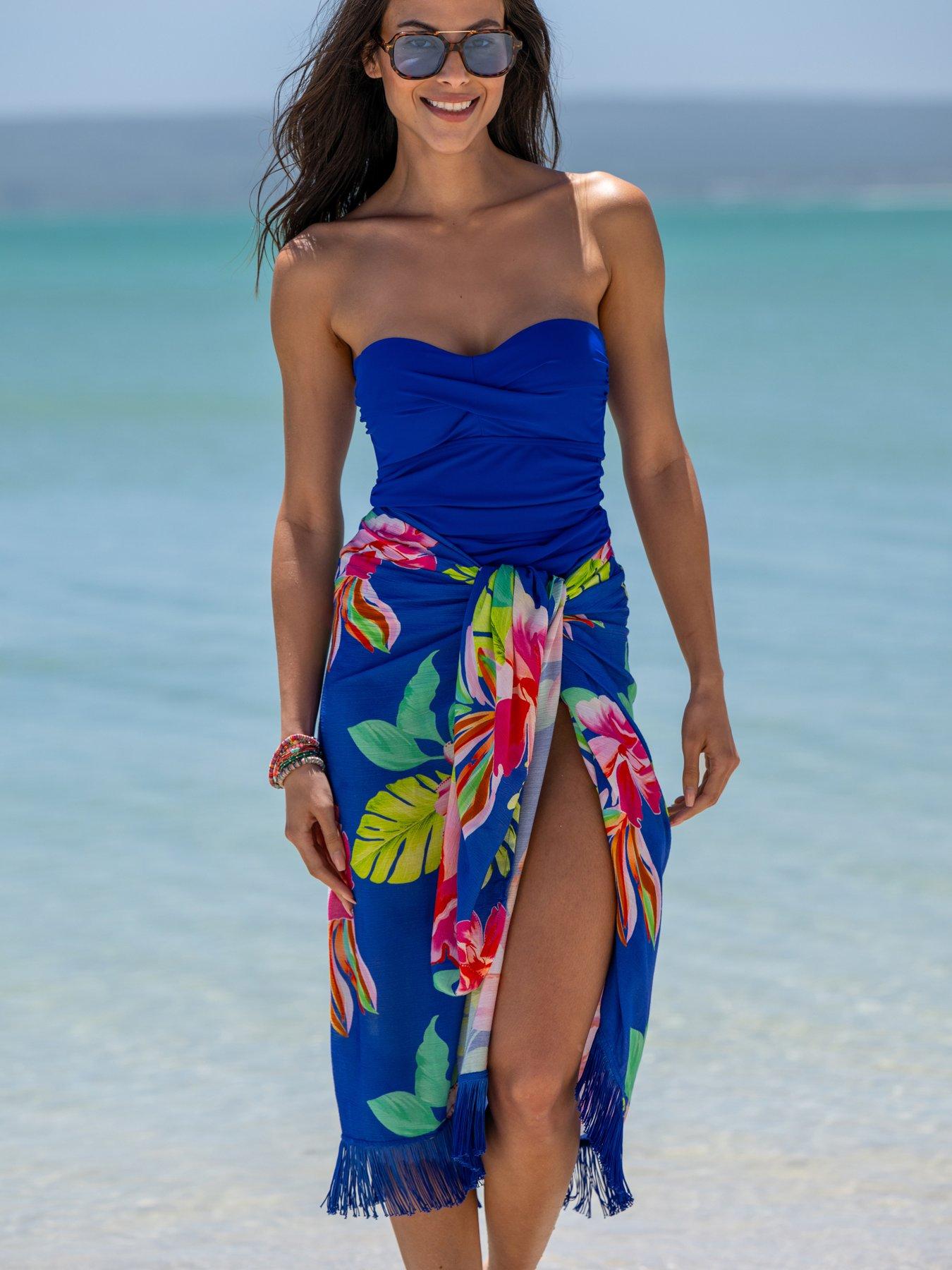 Image 1 of 4 of Pour Moi Fringe Trim Crinkle Multiway Sarong