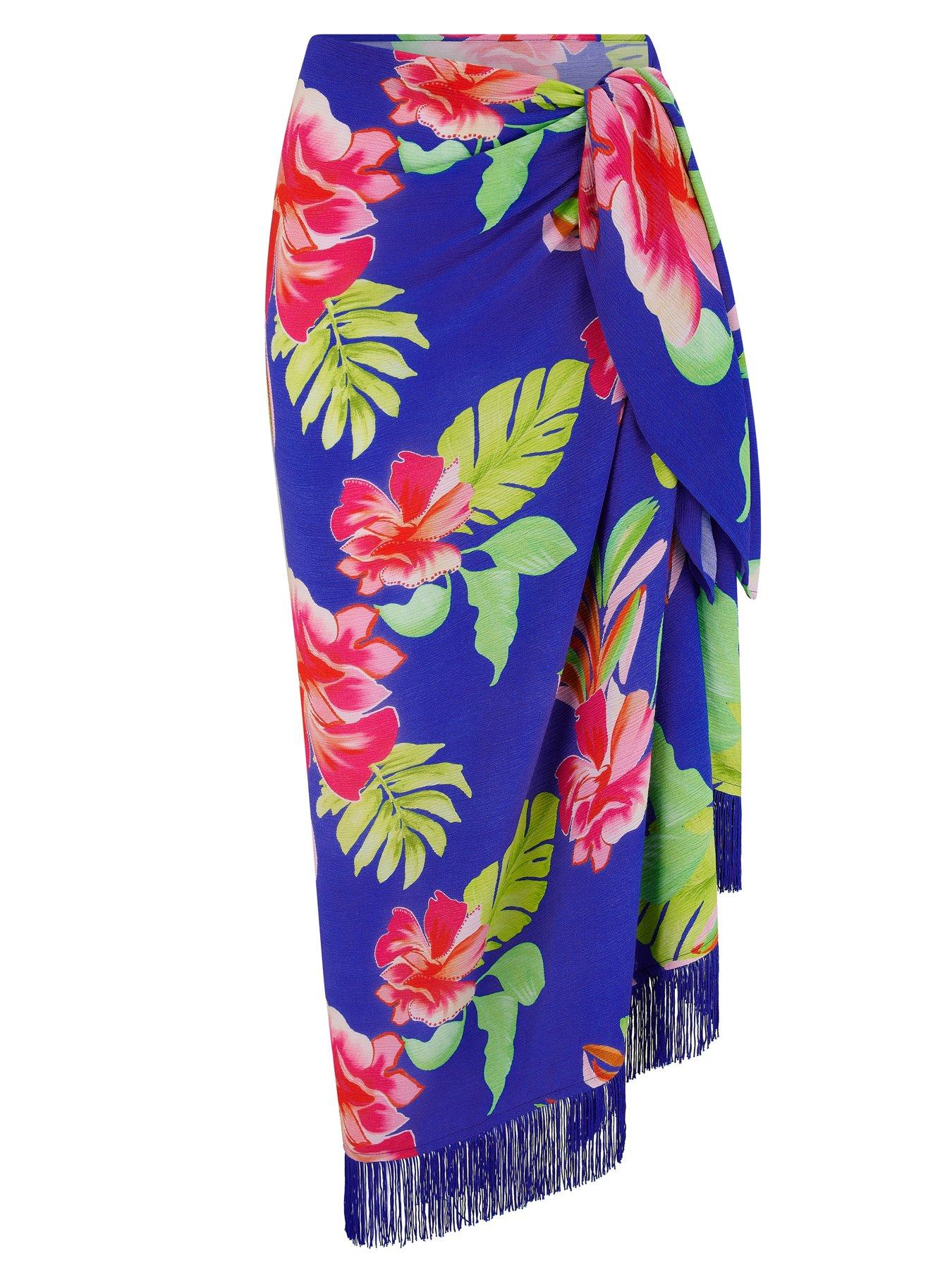 Image 3 of 4 of Pour Moi Fringe Trim Crinkle Multiway Sarong