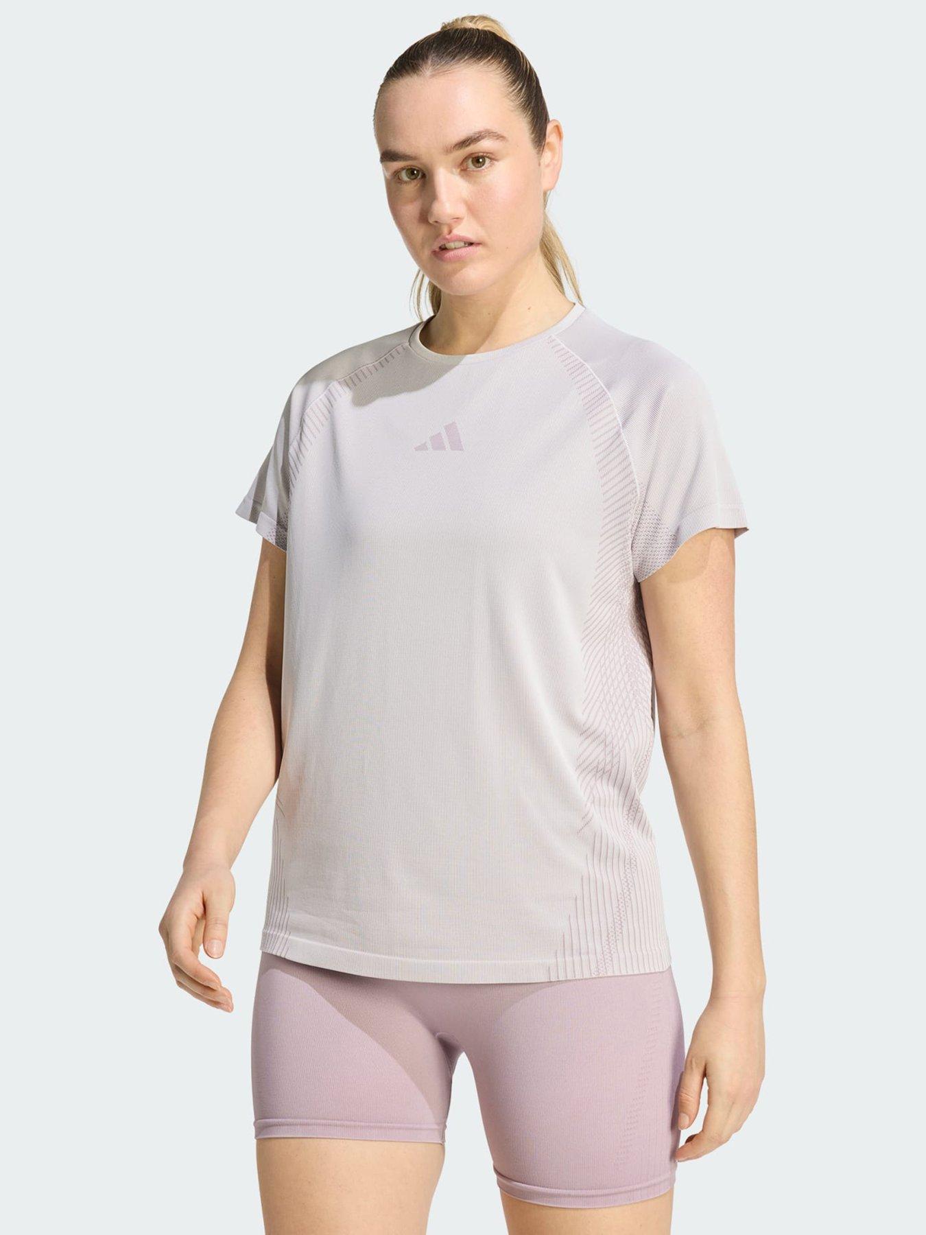 adidas Seamless Knitted Tee, Cream, Size Xs, Women