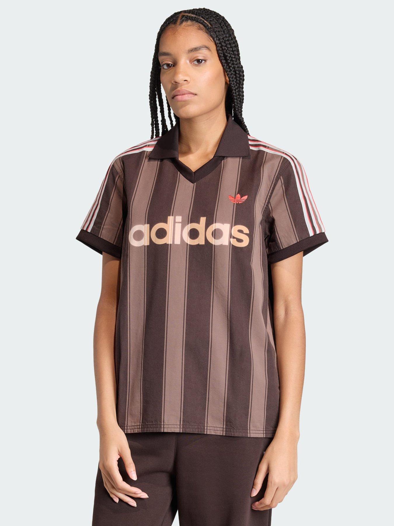 adidas Originals Twill Football Jersey, Brown, Size Xs, Women