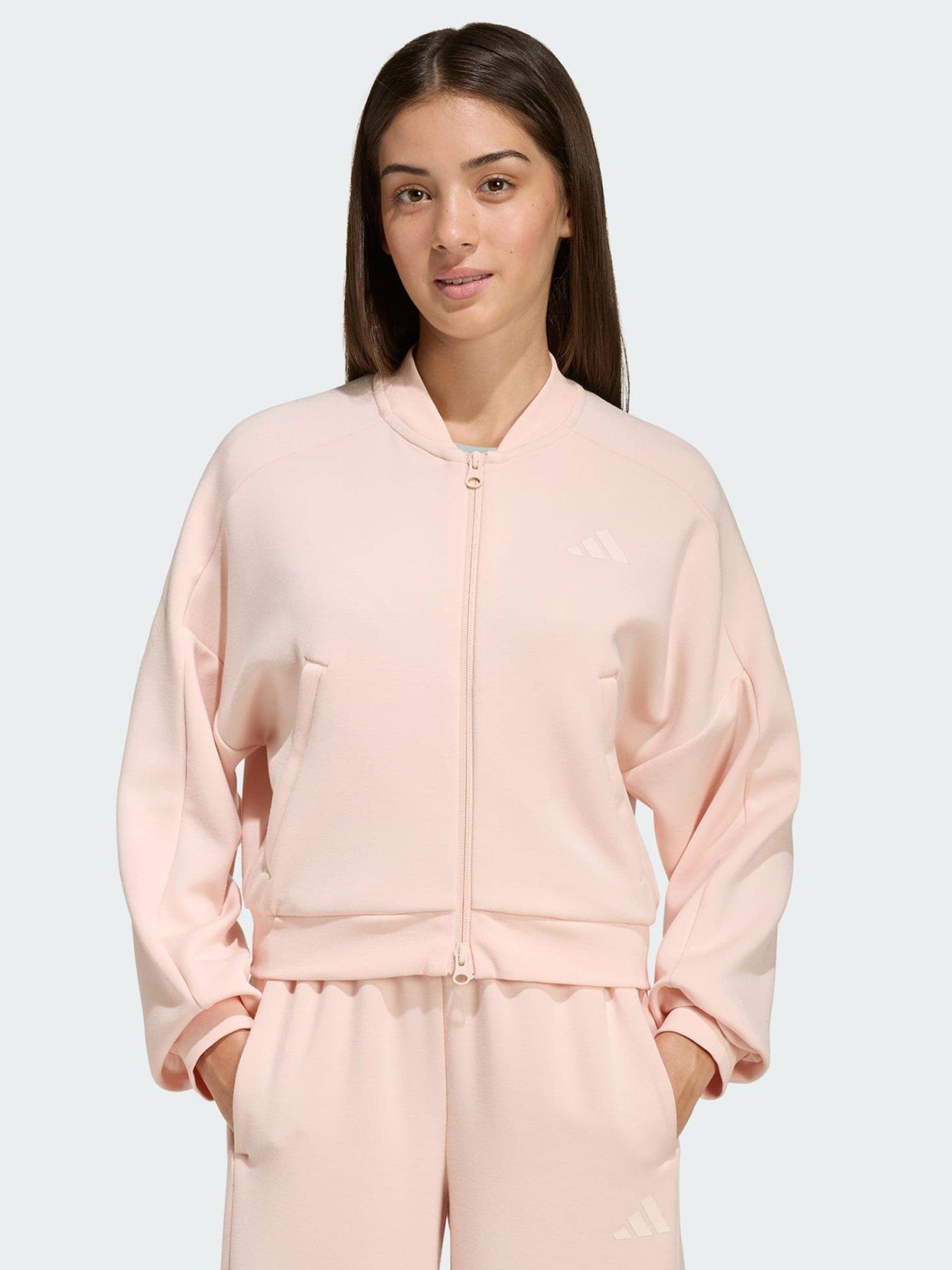adidas Future Icons 3 Stripes Full Zip Track Top, Pink, Size 9-10 Years