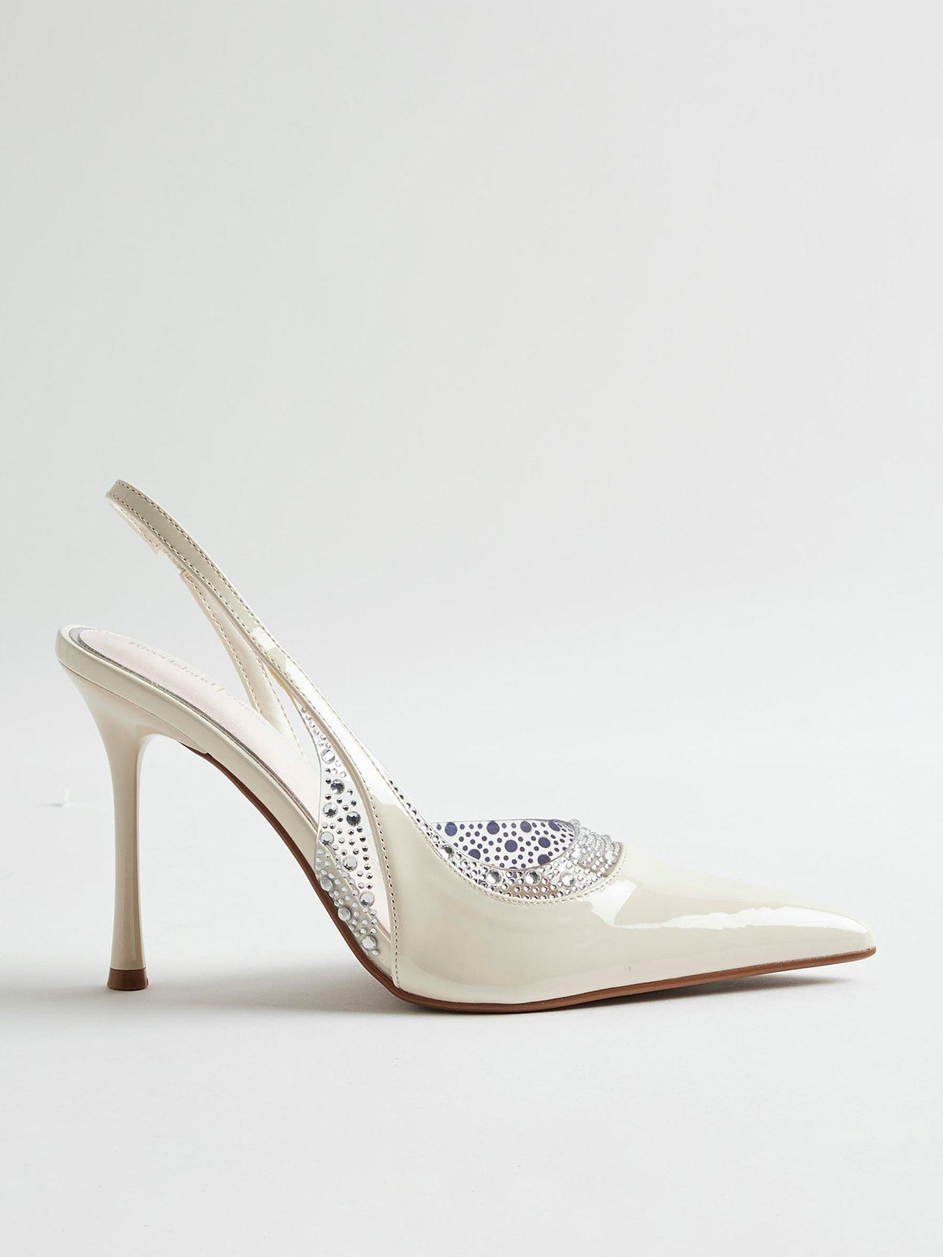 River Island Sparkle Slingback Perspex Court Heels