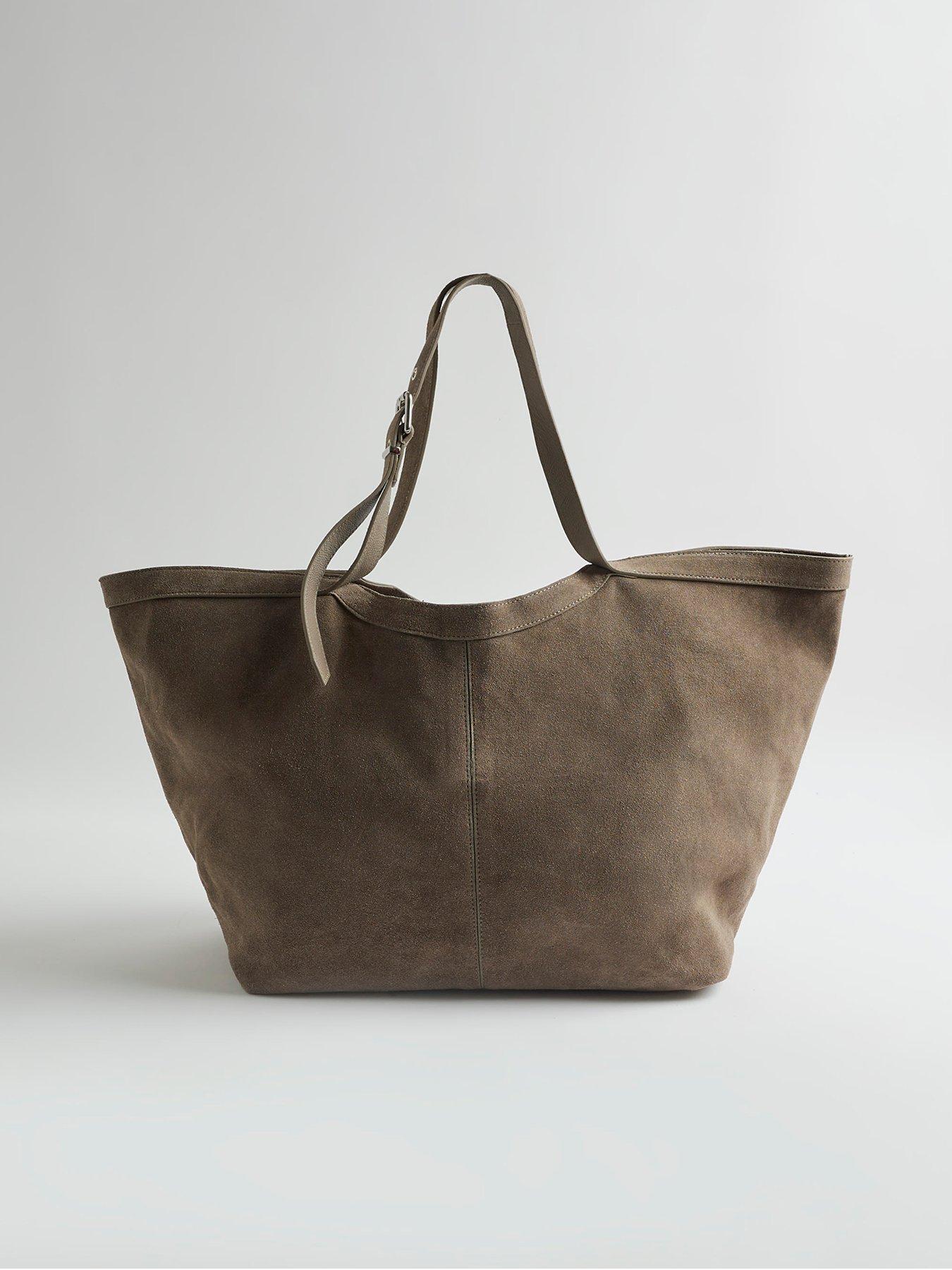River Island Buckle Handle Suede Shopper Bag