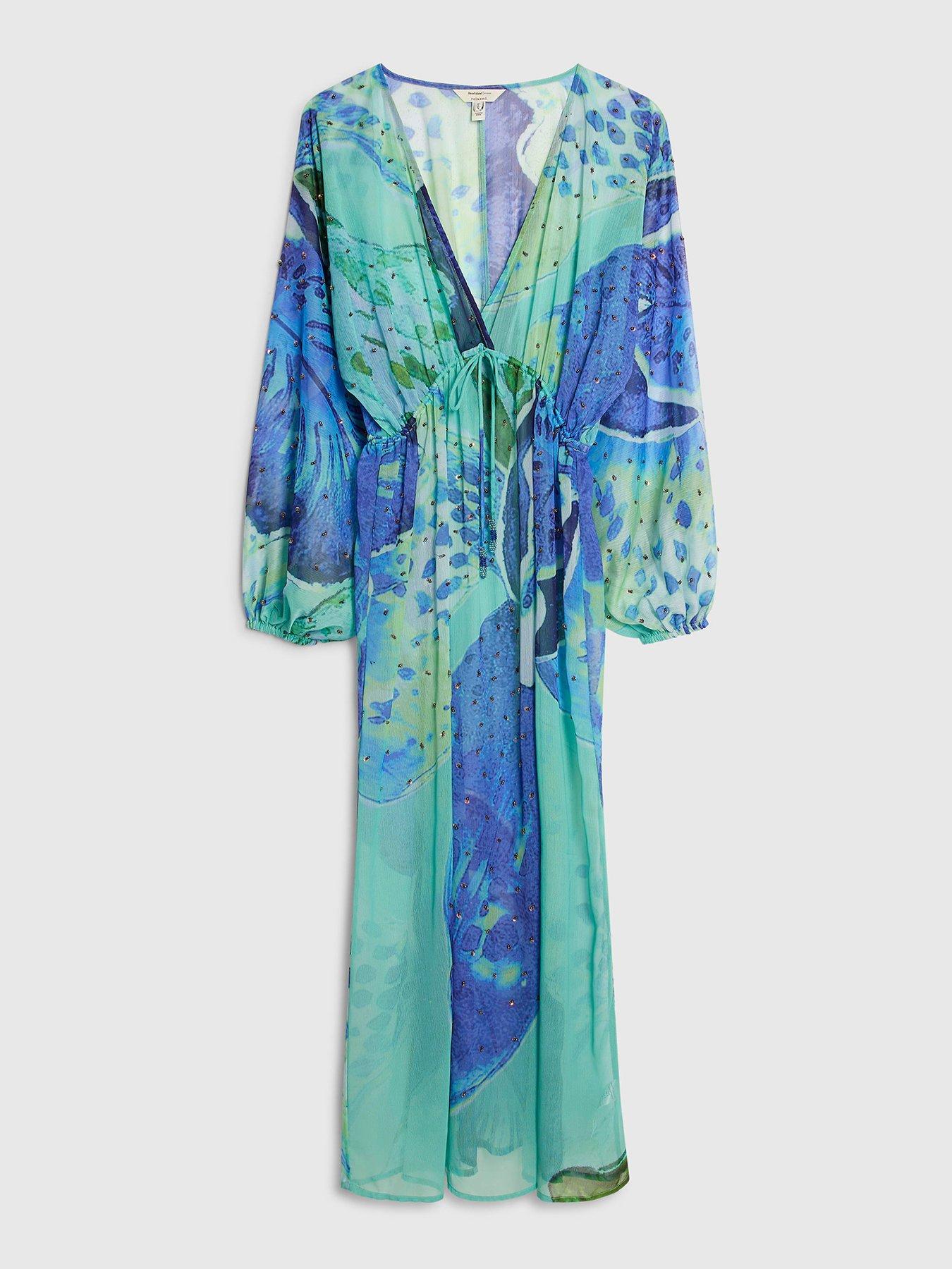 River Island Floral Print Maxi Beach Tunic Dress