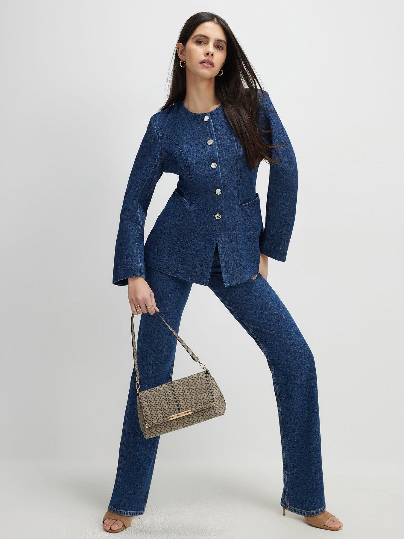Image 3 of 4 of River Island Denim Collarless Trophy Jacket