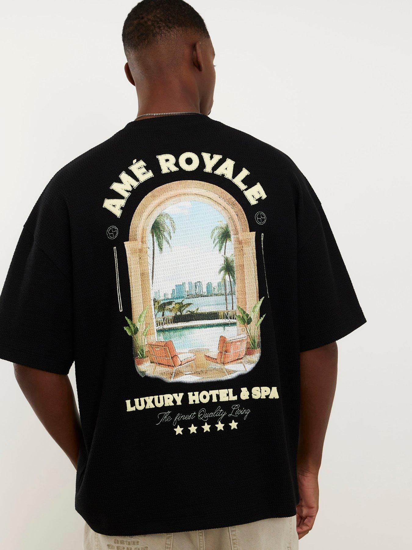 Image 1 of 4 of River Island Oversized Fit Landscape Patch T-shirt