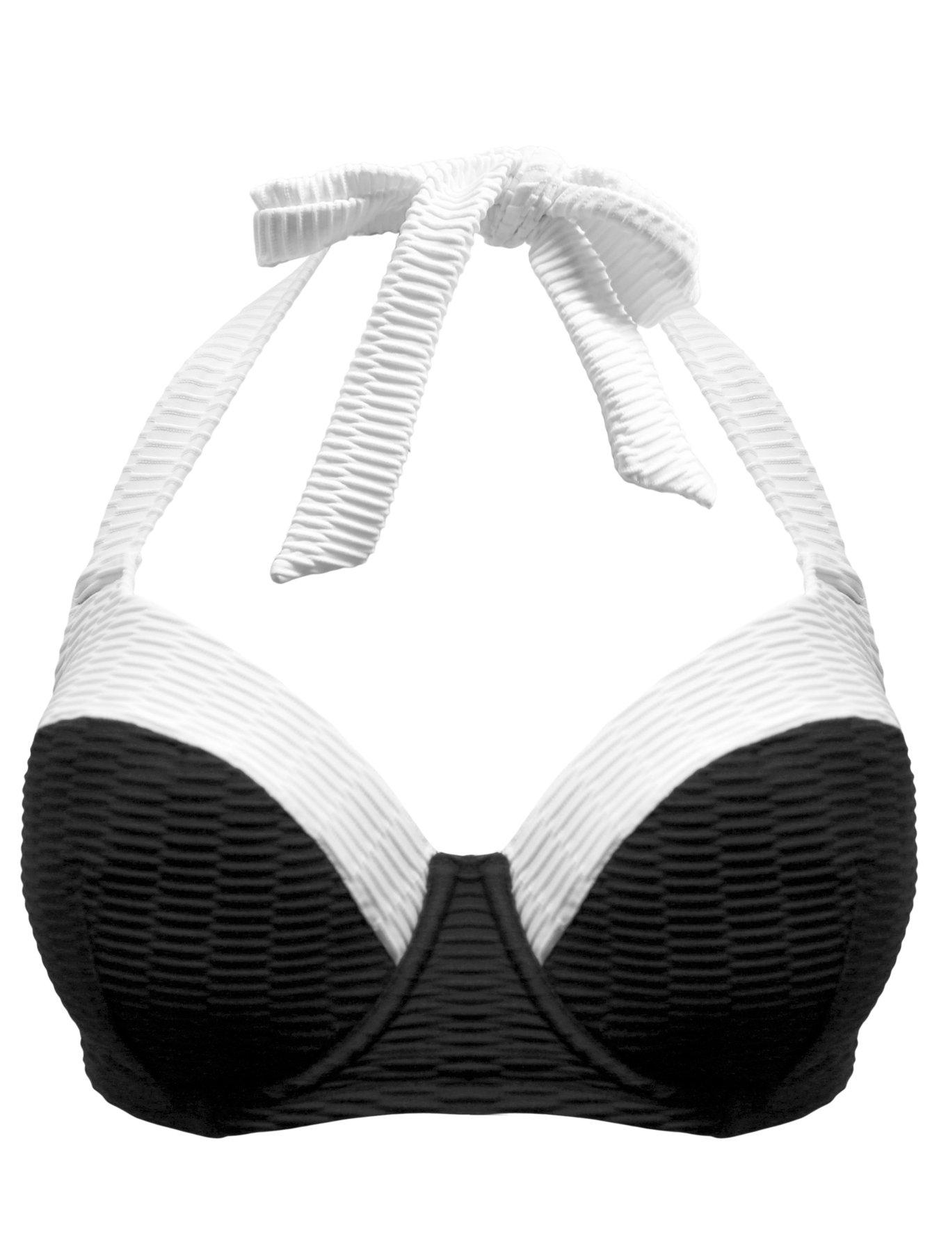 Image 3 of 4 of Pour Moi Acapulco Halterneck Underwired Padded Bikini Top - Black/White&nbsp;