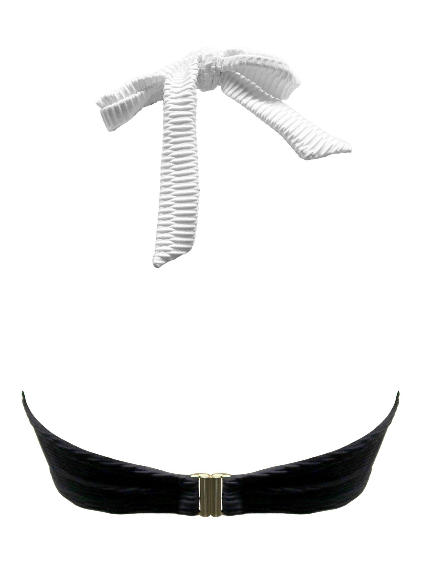 Image 4 of 4 of Pour Moi Acapulco Halterneck Underwired Padded Bikini Top - Black/White&nbsp;