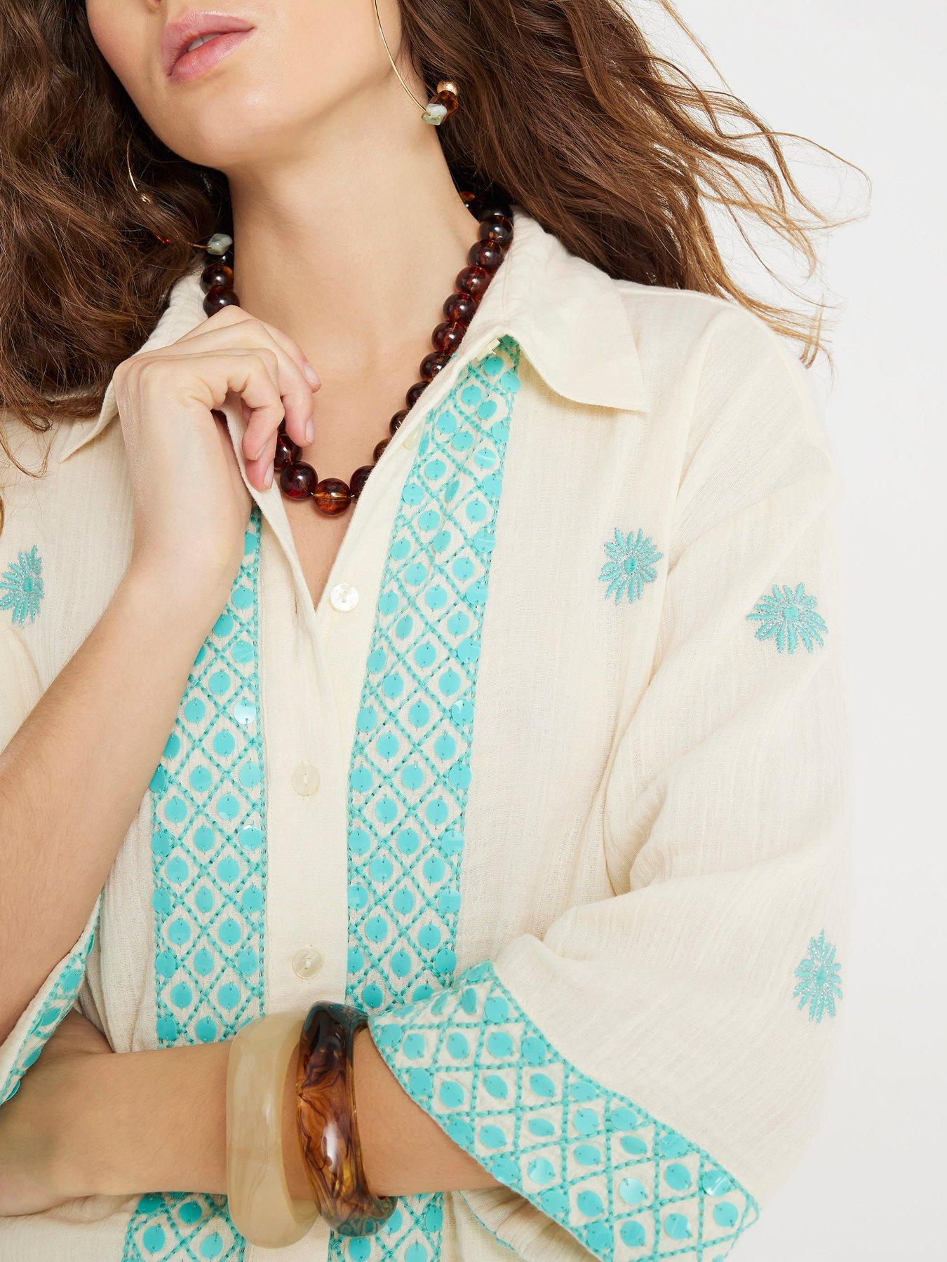 Image 4 of 4 of River Island Sequin Embellished Shirt
