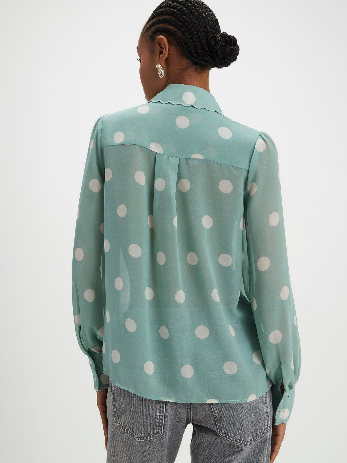 Image 2 of 4 of River Island Spot Print Scallop Trim Shirt