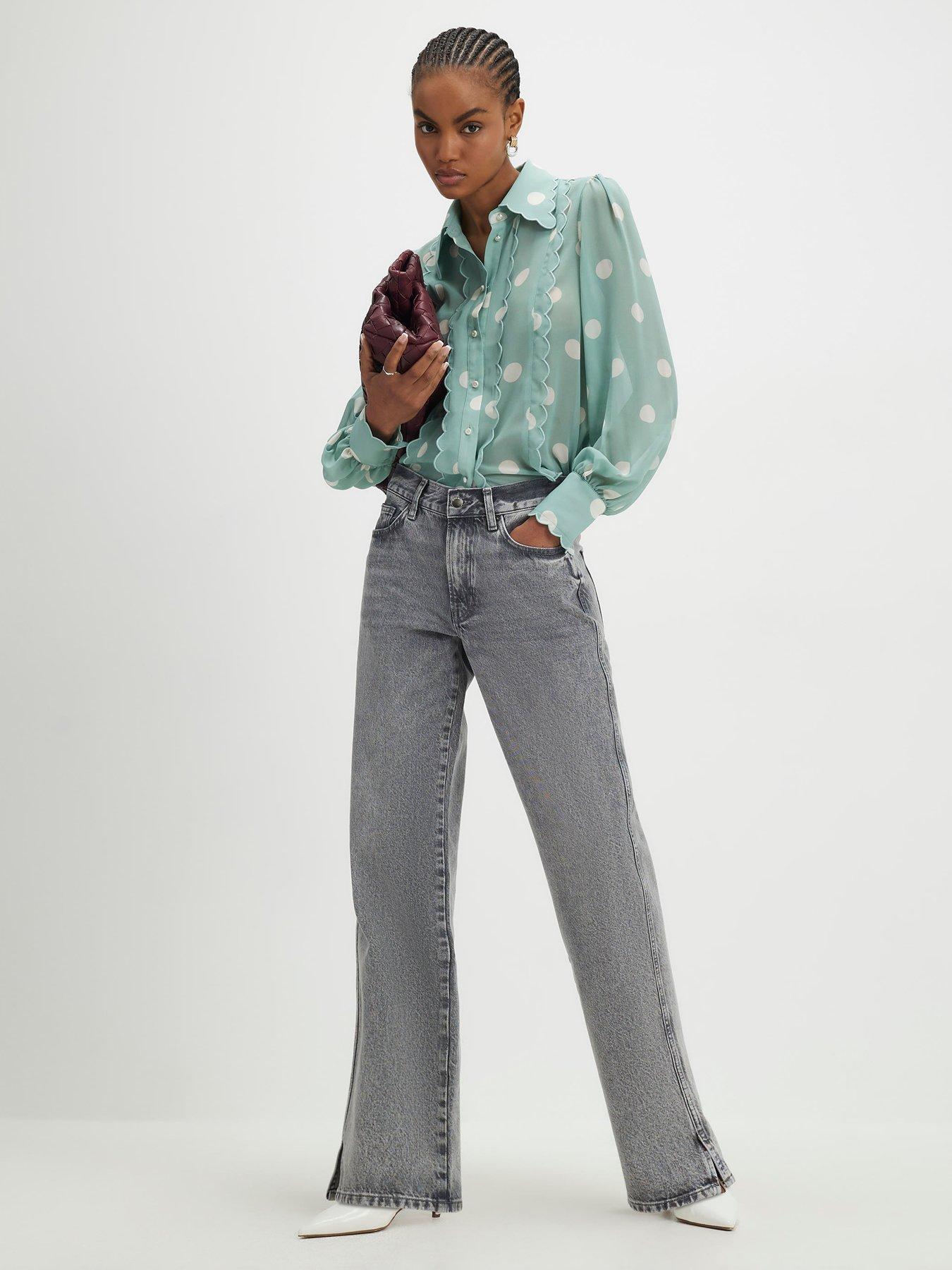 Image 3 of 4 of River Island Spot Print Scallop Trim Shirt