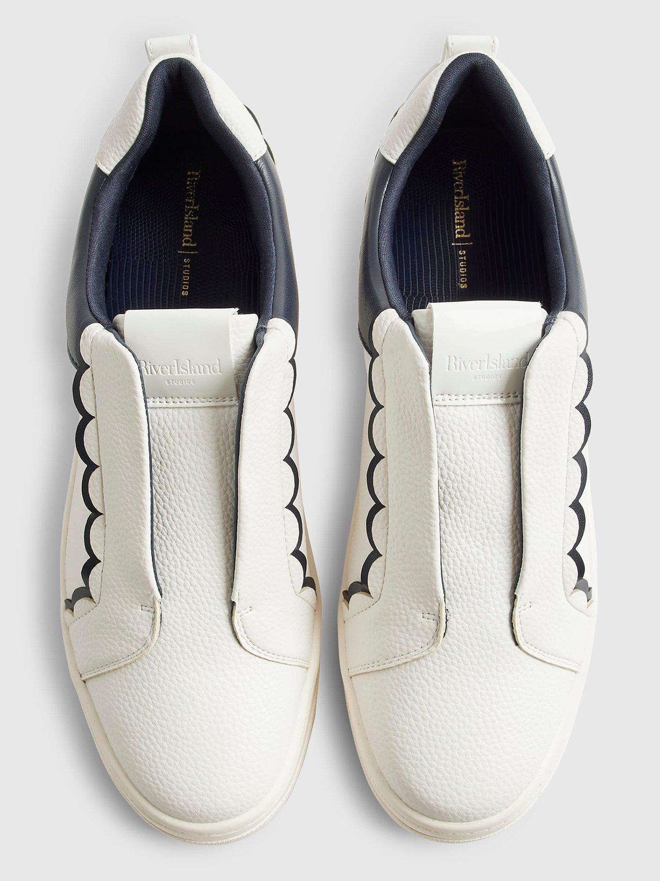 Image 4 of 4 of River Island Scallop Trim Slip On Trainers