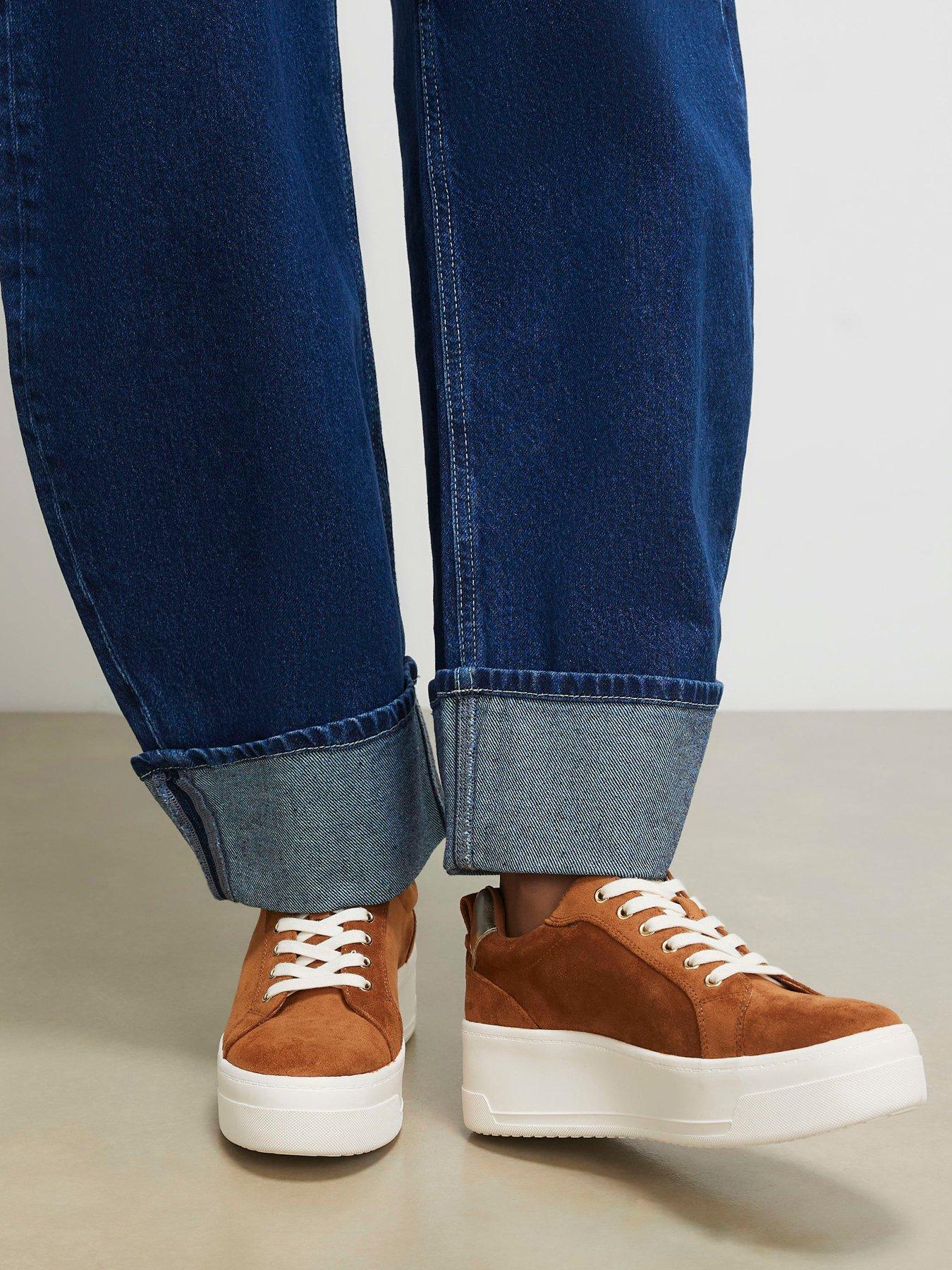 River Island Faux Suede Lace Up Flatform Trainers