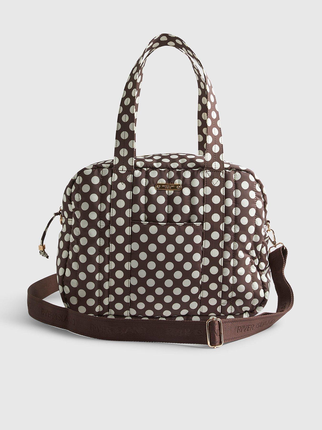 Image 1 of 1 of River Island Polka Dot Quilted Holdall Bag - Brown