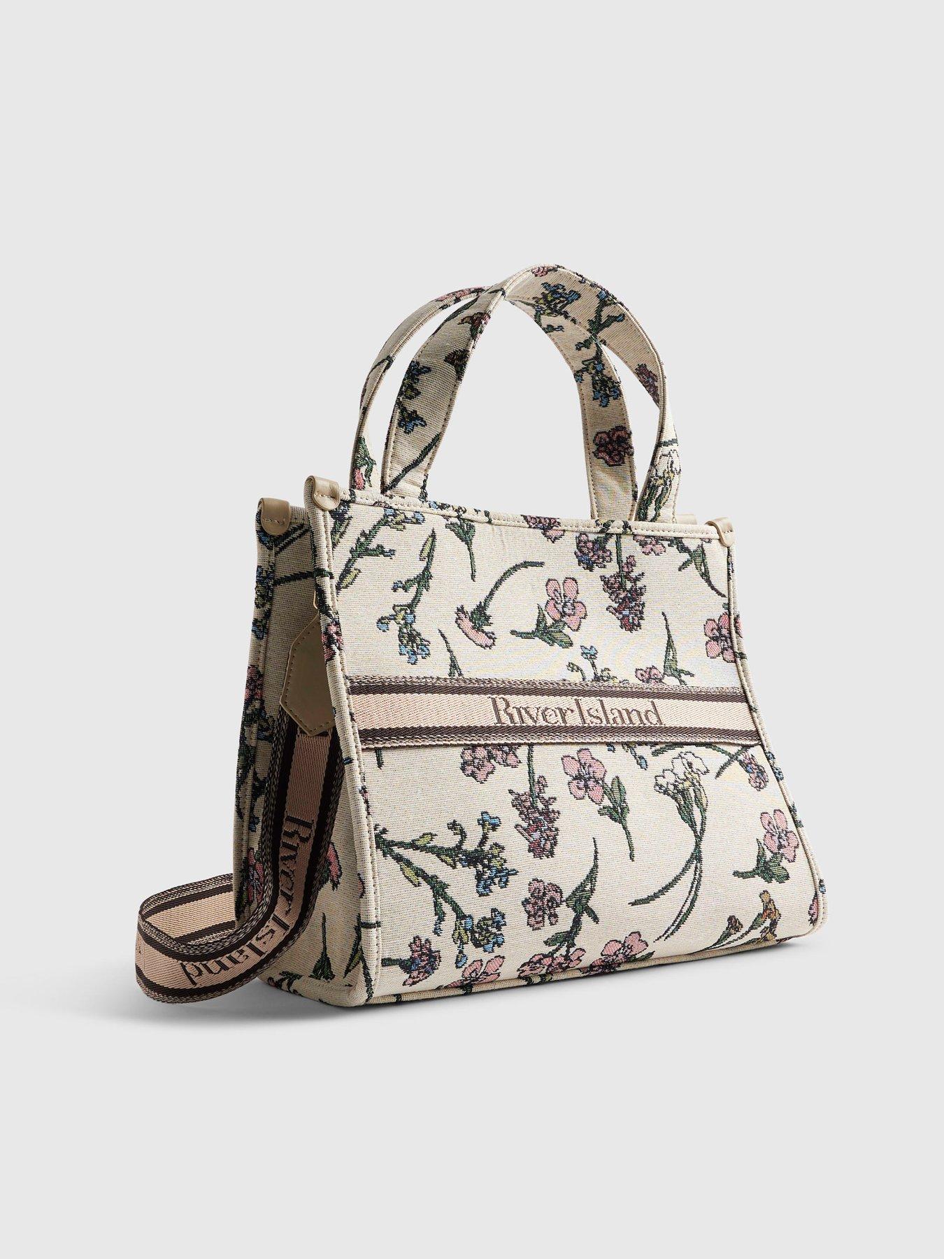 Image 3 of 4 of River Island Floral Jacquard Tote Bag - Cream