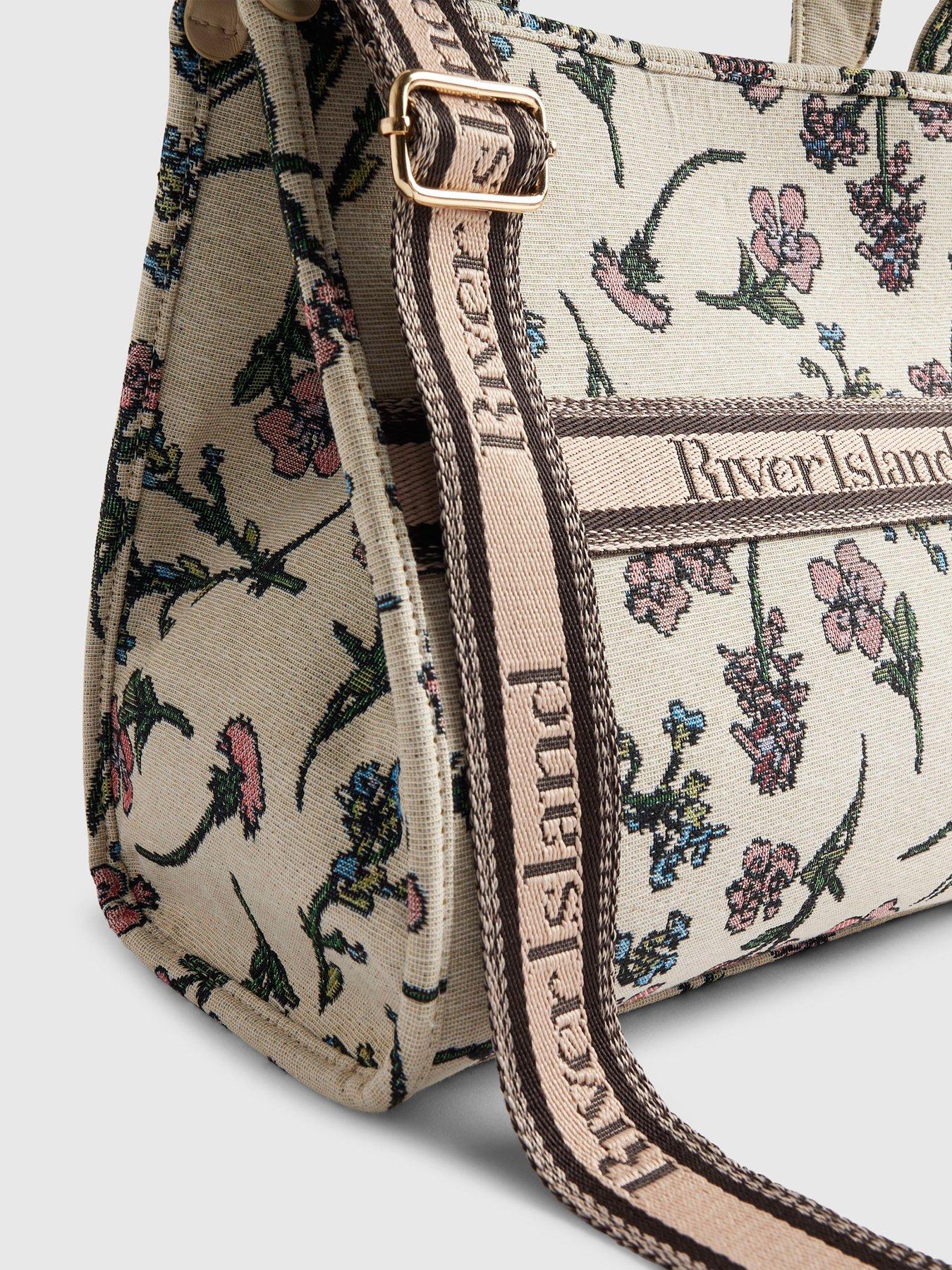 Image 4 of 4 of River Island Floral Jacquard Tote Bag - Cream