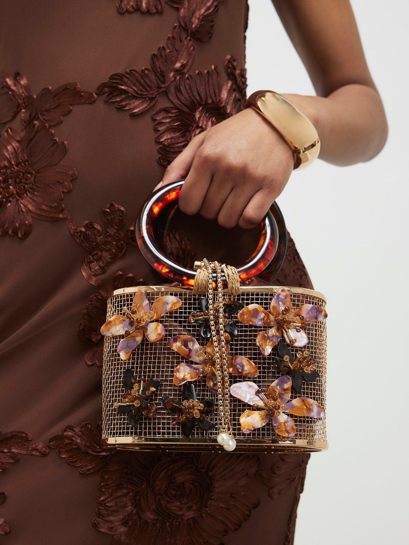 River Island Flower Cage Bag - Brown