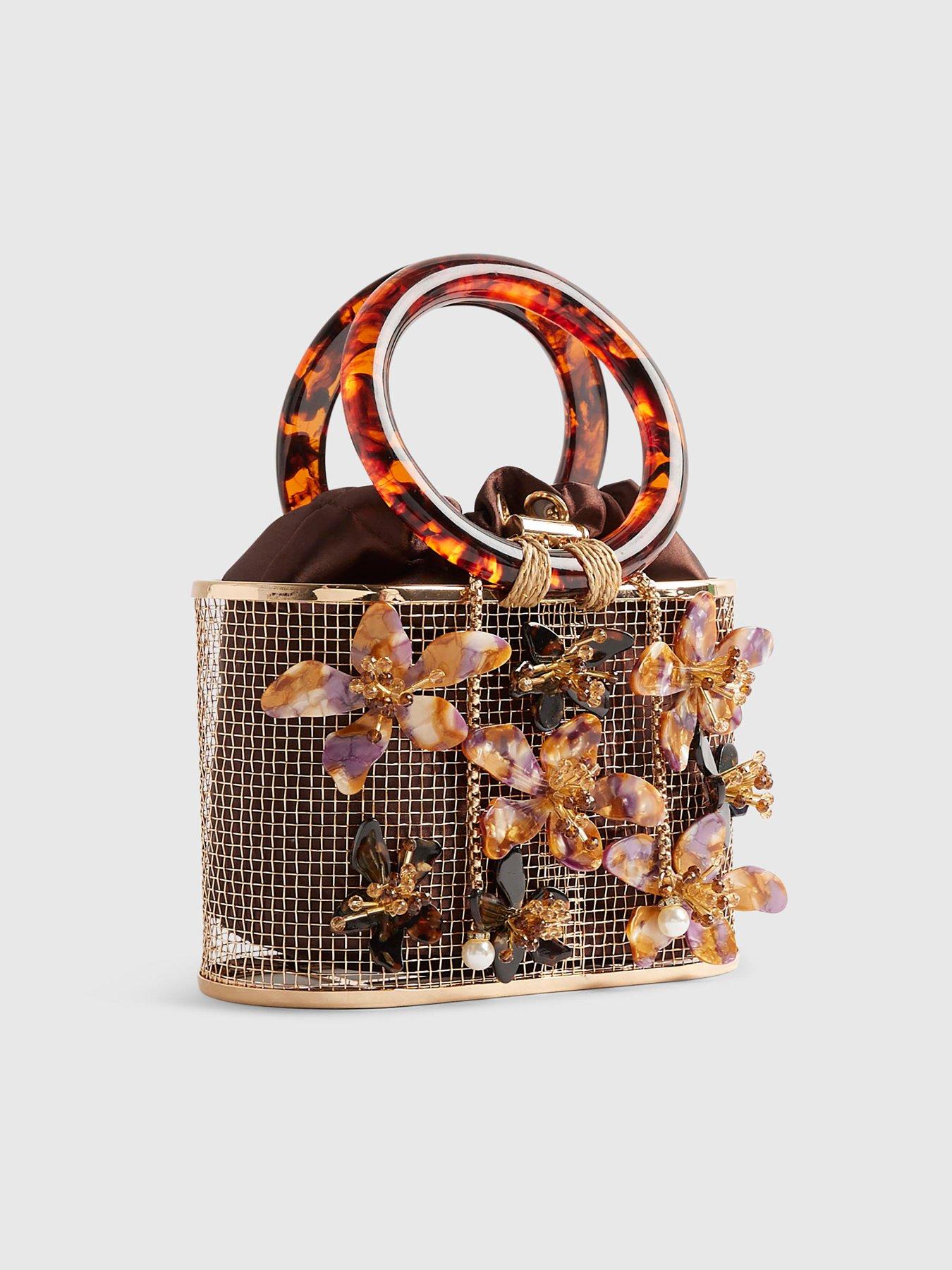 Image 4 of 5 of River Island Flower Cage Bag - Brown