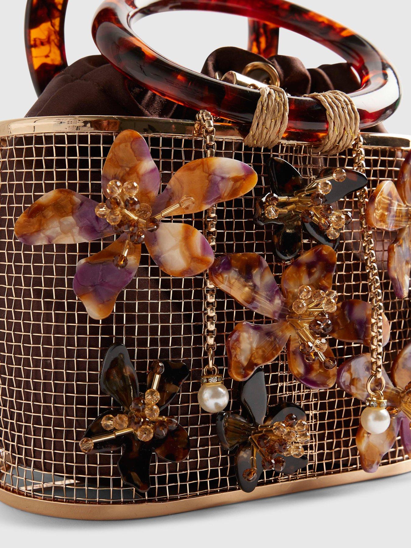 Image 5 of 5 of River Island Flower Cage Bag - Brown