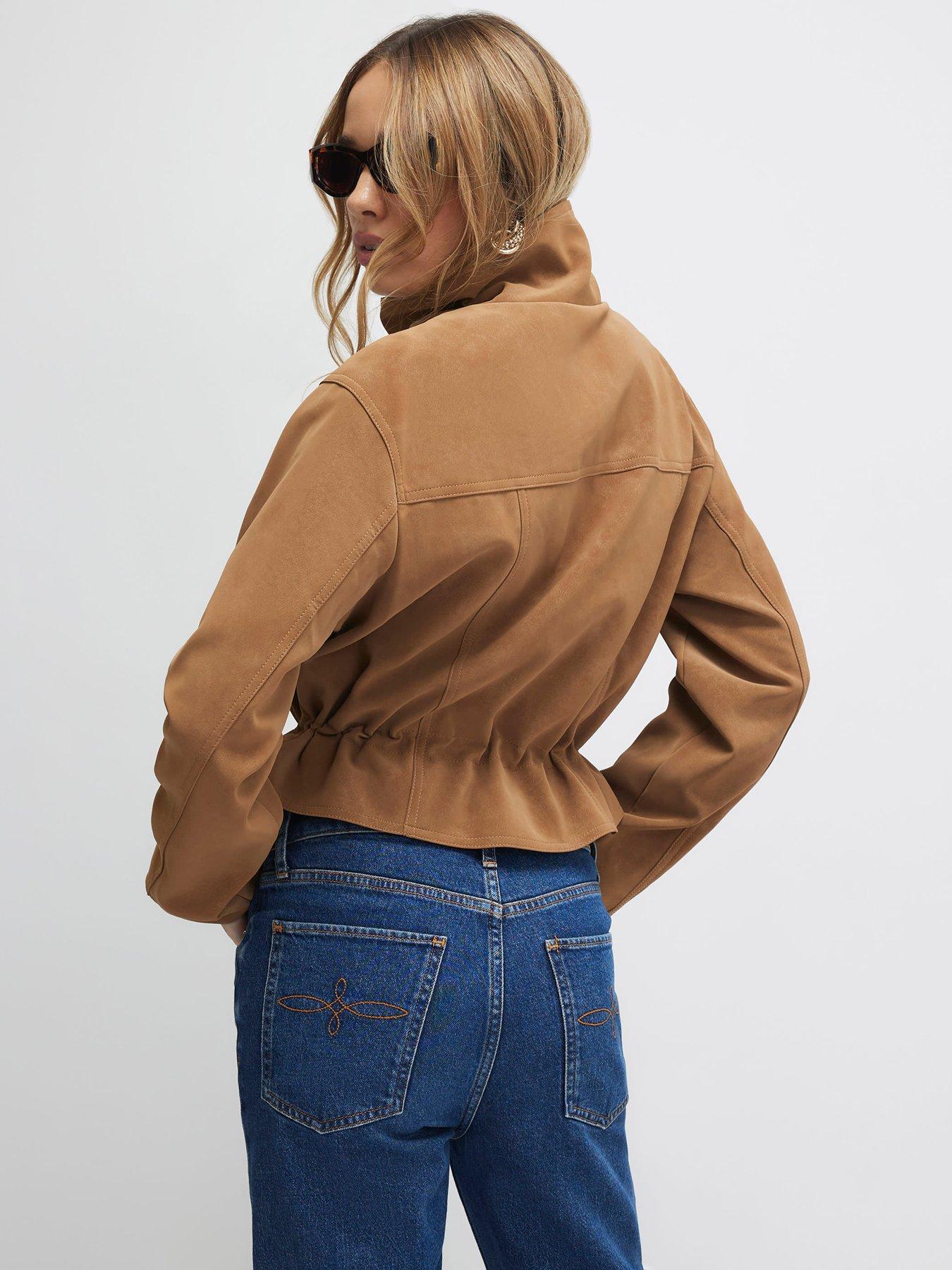 Image 2 of 4 of River Island Beige Funnel Neck Drawstring Jacket - Beige