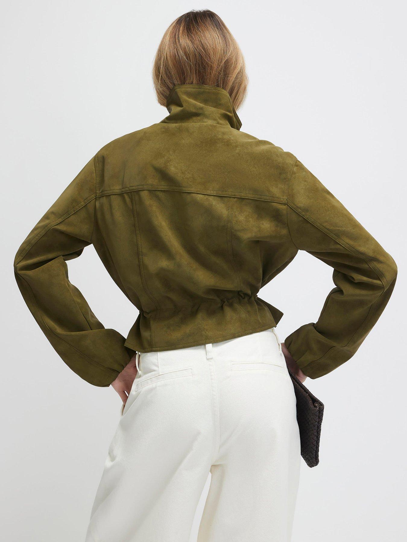 Image 2 of 4 of River Island Funnel Neck Drawstring Jacket - Khaki