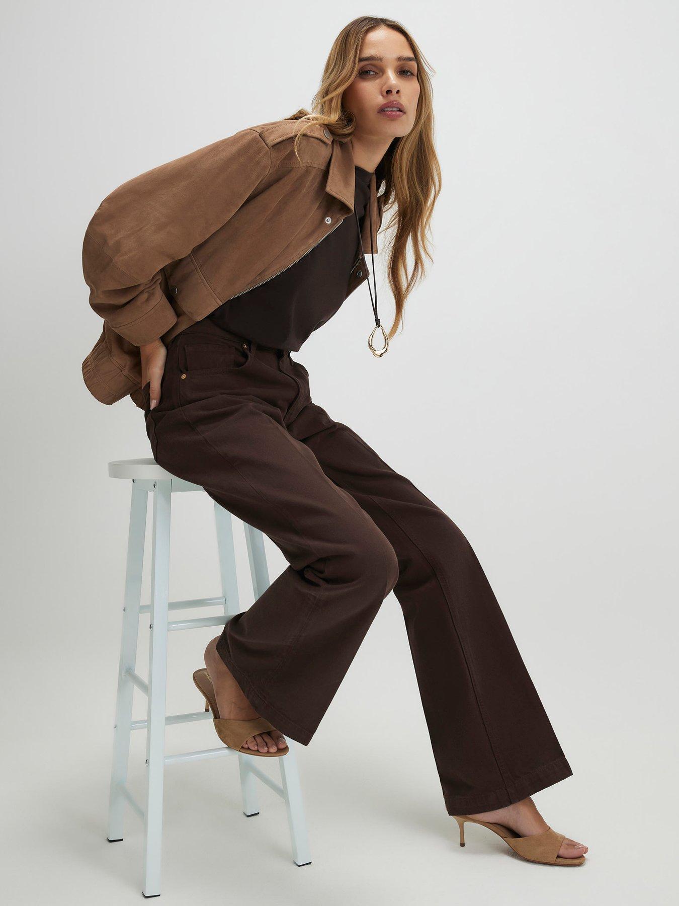 Image 3 of 4 of River Island Mid Rise Bootcut Jeans - Brown