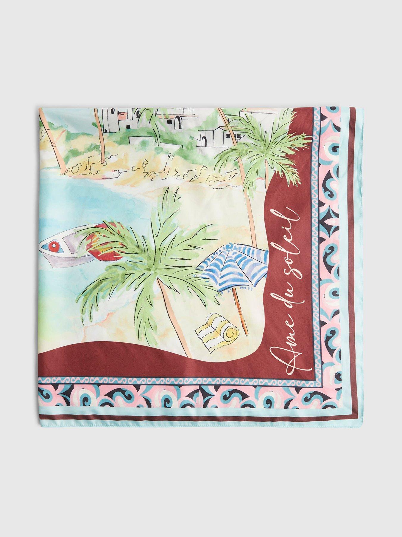River Island Palm Tree Large Scarf - White