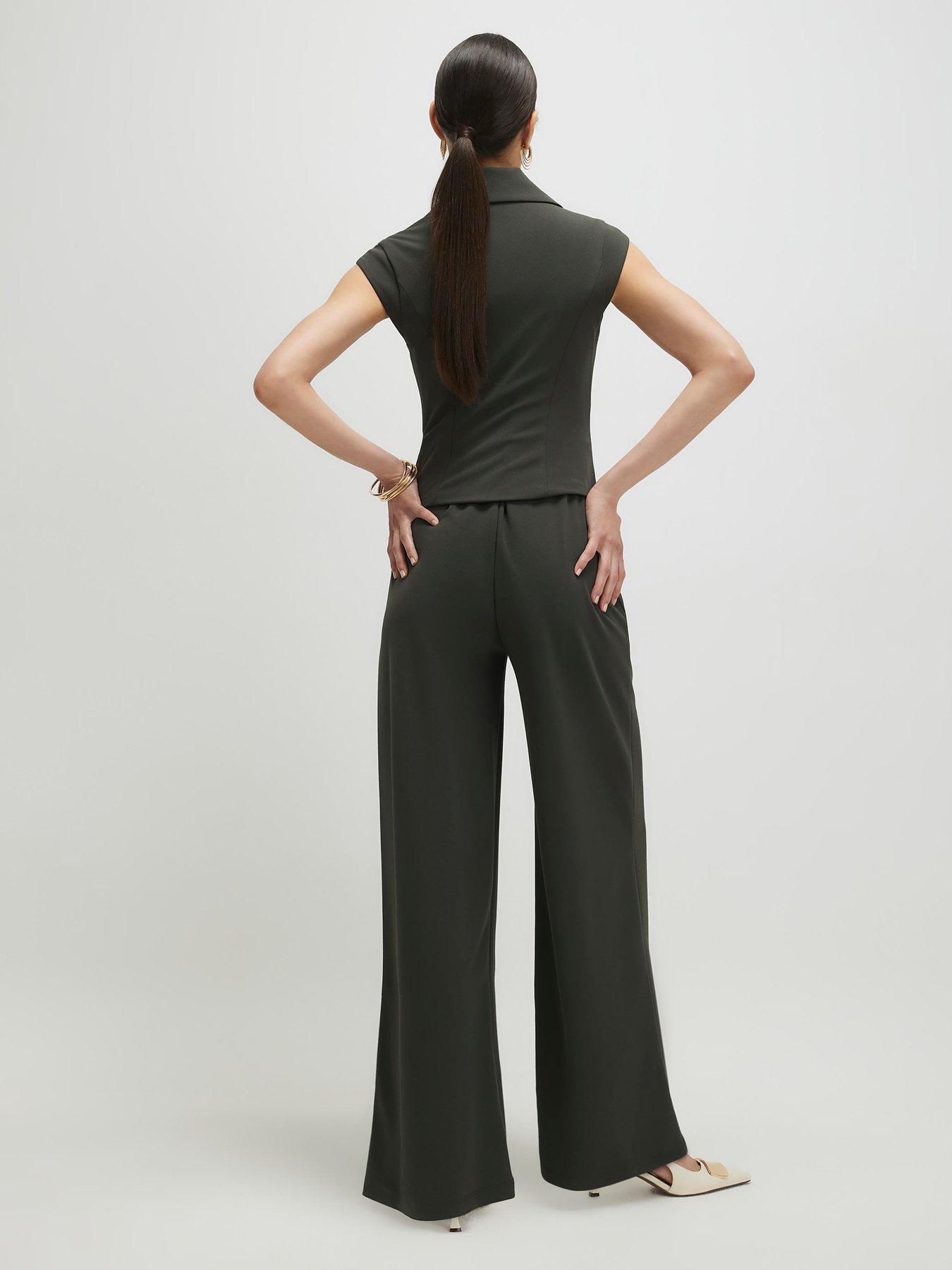 Image 2 of 4 of River Island Cap Sleeve Wide Leg Jumpsuit - Green
