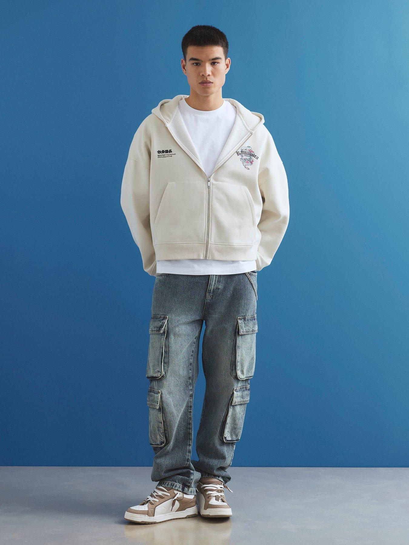 Image 3 of 4 of River Island Cream Oversized Fit Japanese Kamakura Hoodie - Cream