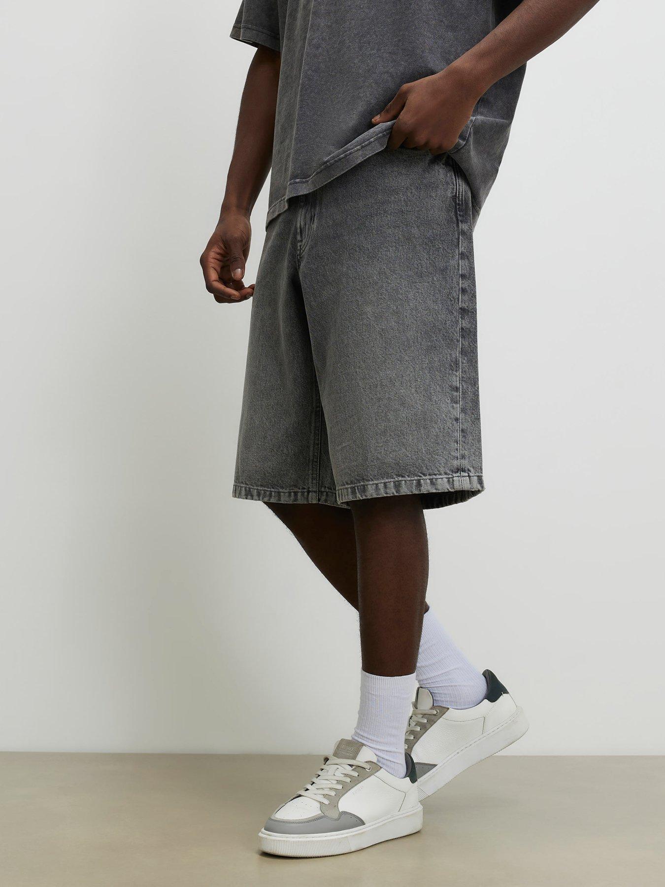 Image 1 of 4 of River Island Washed Denim Jorts - Grey
