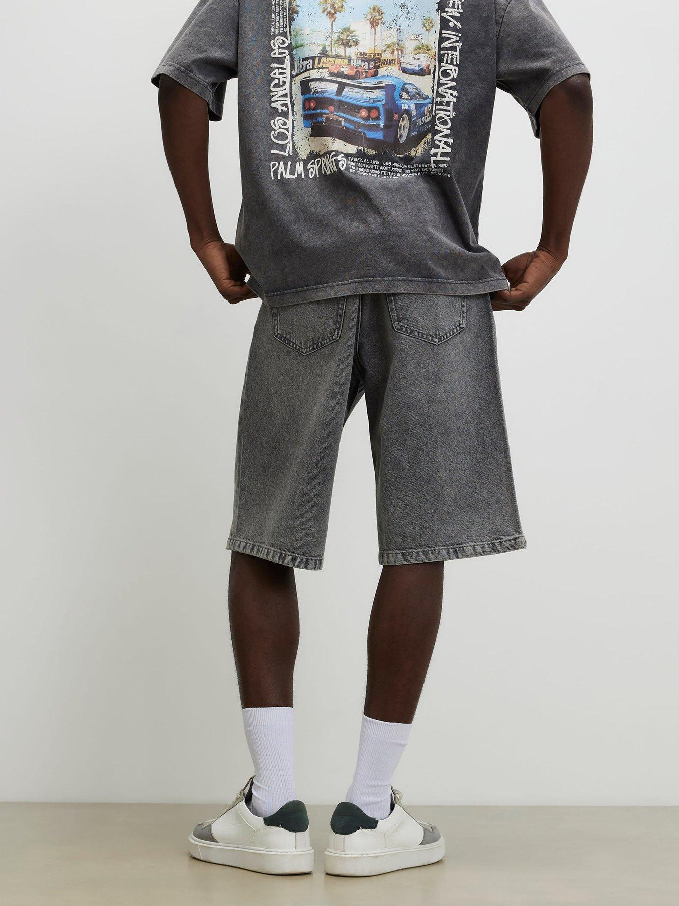 Image 2 of 4 of River Island Washed Denim Jorts - Grey