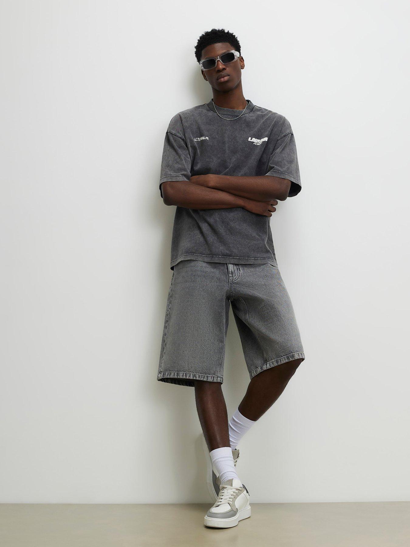 Image 3 of 4 of River Island Washed Denim Jorts - Grey