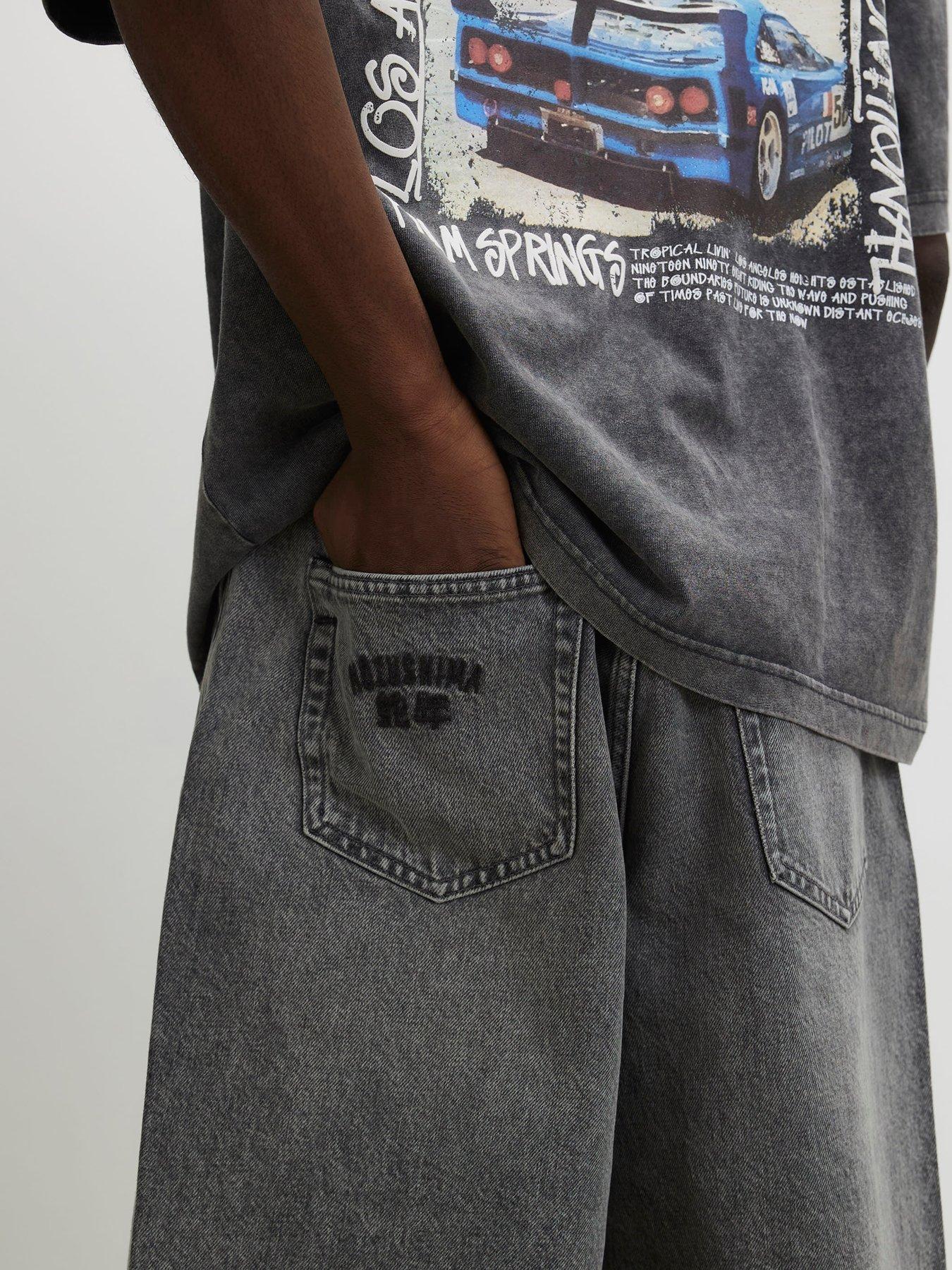 Image 4 of 4 of River Island Washed Denim Jorts - Grey